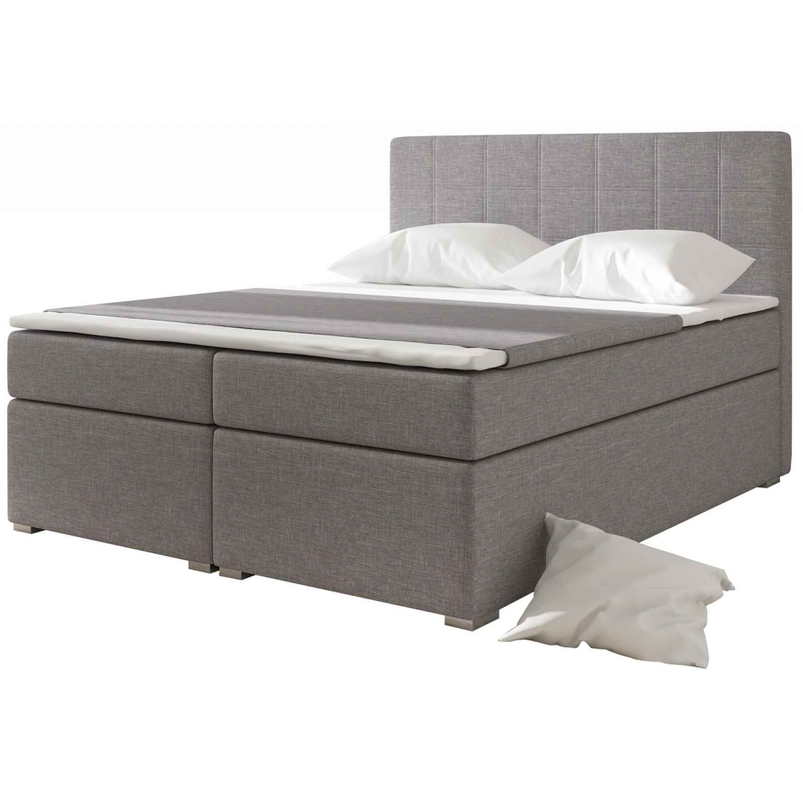 Boxspring HIRSUTA 03 160x200,  světle šedá látka