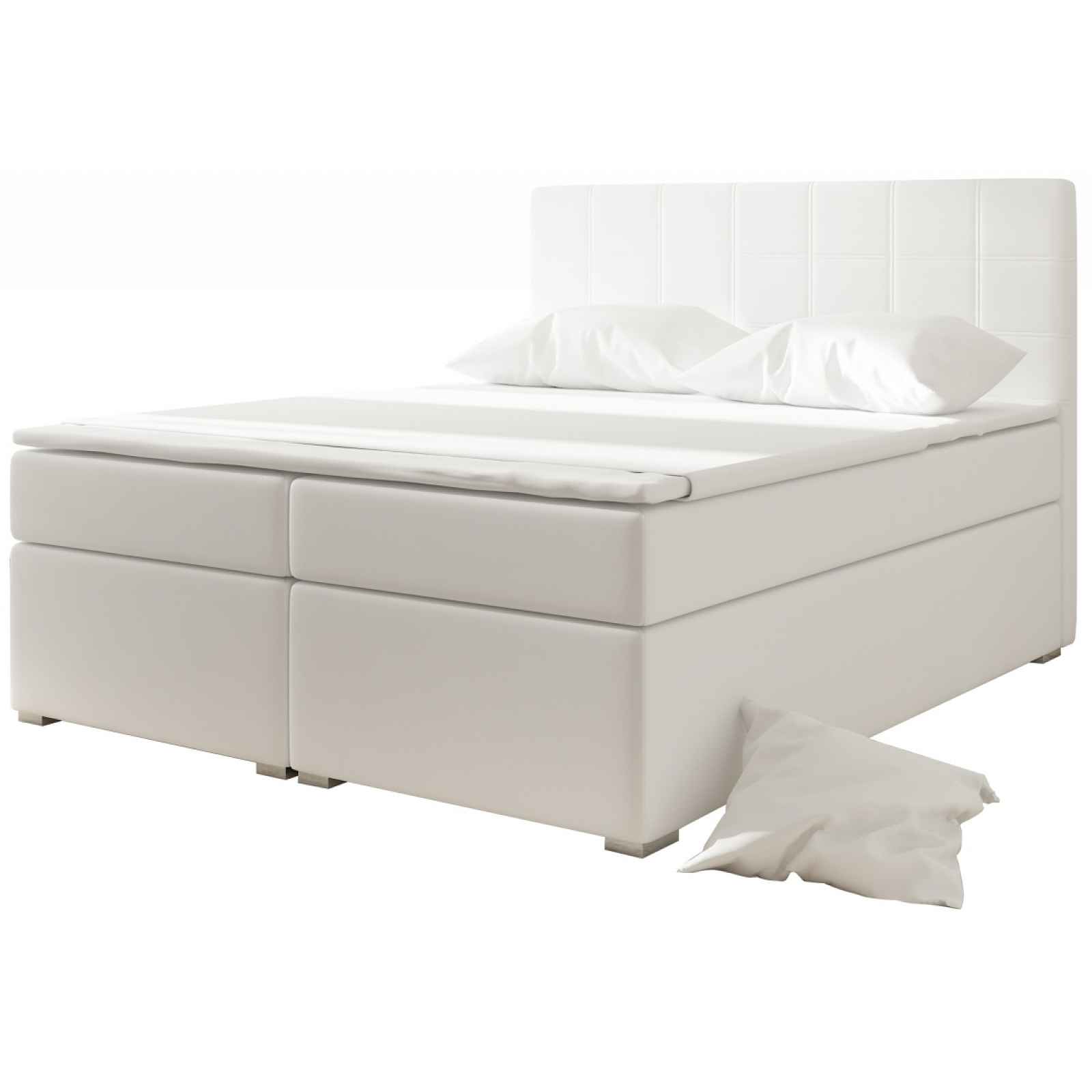 Boxspring HIRSUTA 06 180x200,  bílá ekokůže