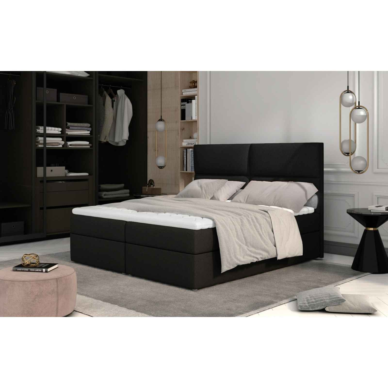 Boxspring PILANSI 14 160x200, černá látka