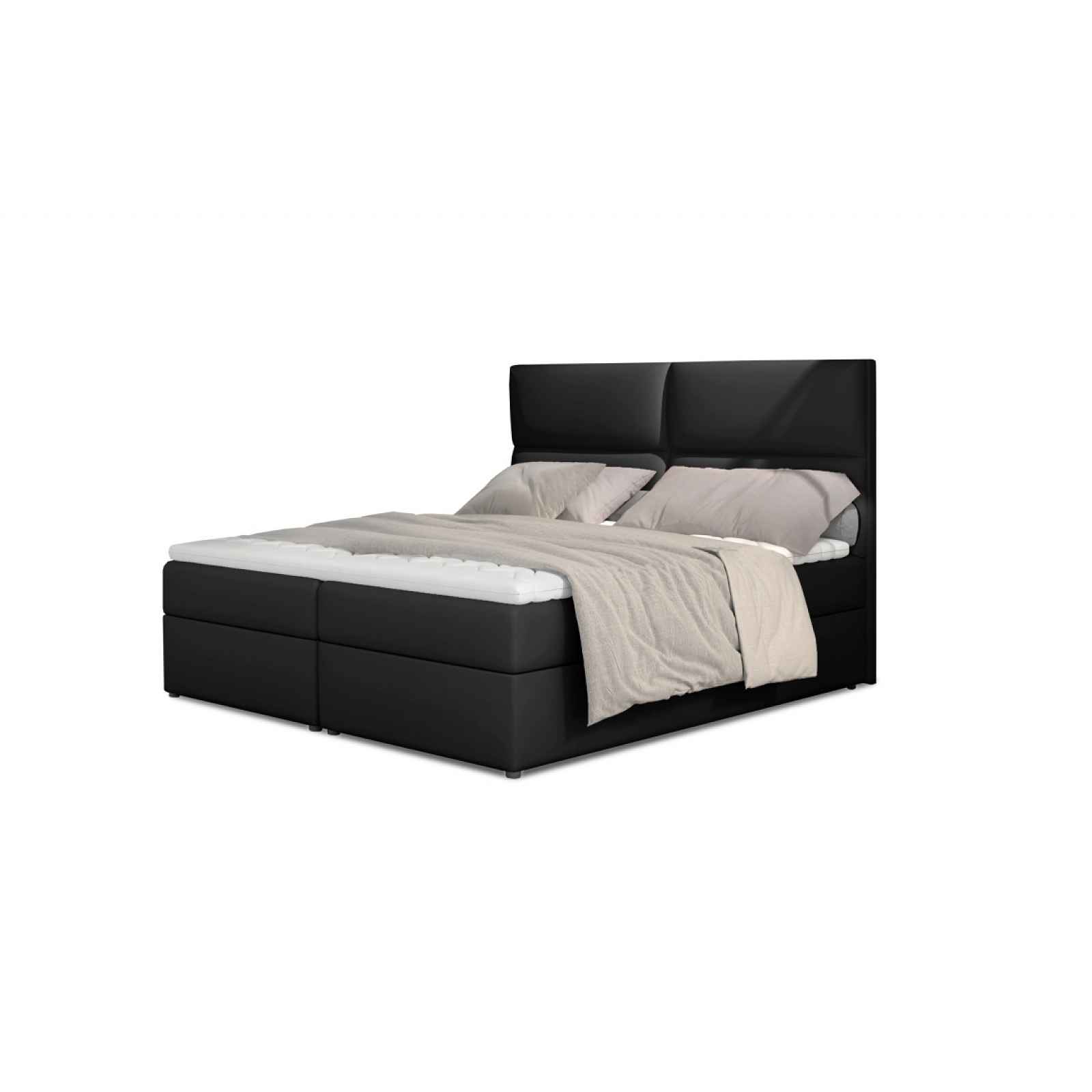 Boxspring PILANSI 06 160x200, černá ekokůže