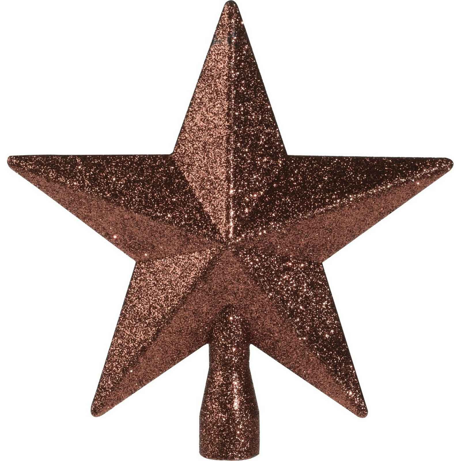 Vánoční špička na stromeček Glitter star červená, 19 x 19 x 5 cm