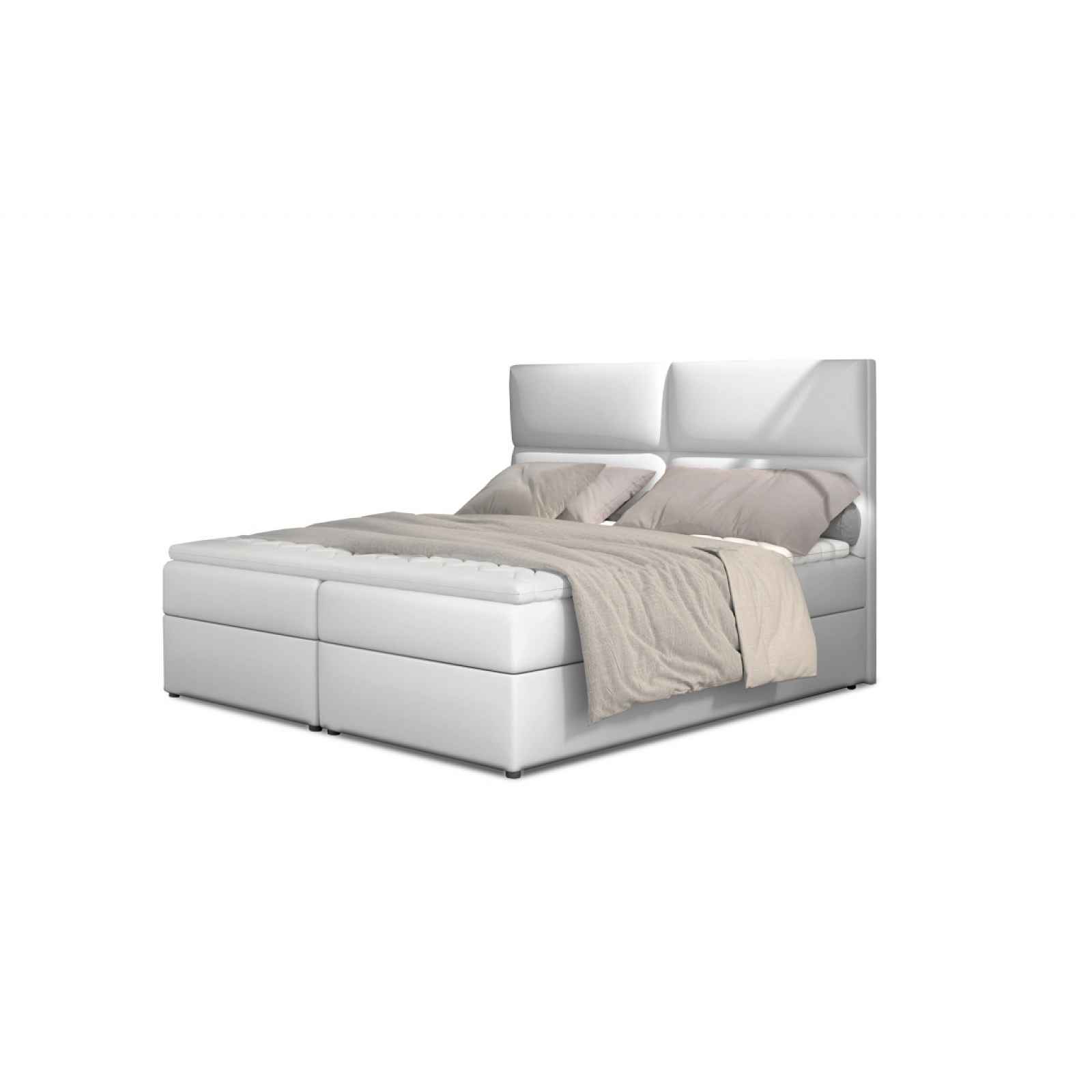 Boxspring PILANSI 07 160x200, bílá ekokůže