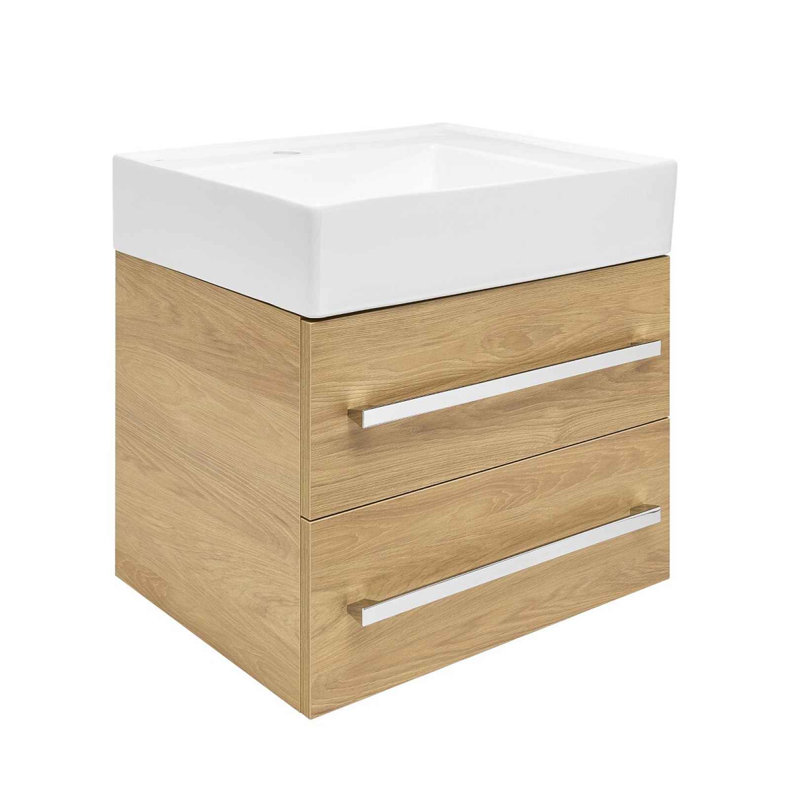 Koupelnová skříňka s umyvadlem SAT Cube Way 60x53x46 cm dub Hickory mat CUBE46602DHSATCW