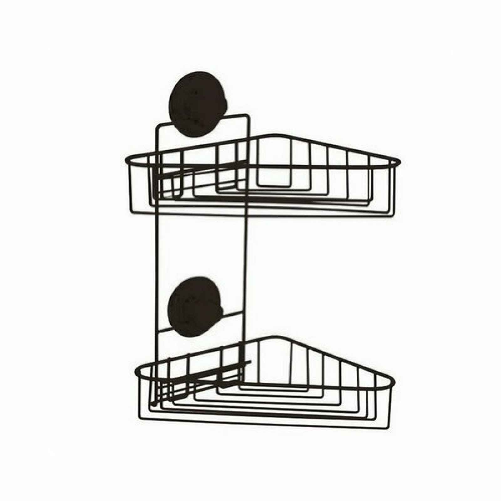 Černá samodržící nástěnná rohová koupelnová polička Compactor Bestlock Black Corner Rack 2 Shelves