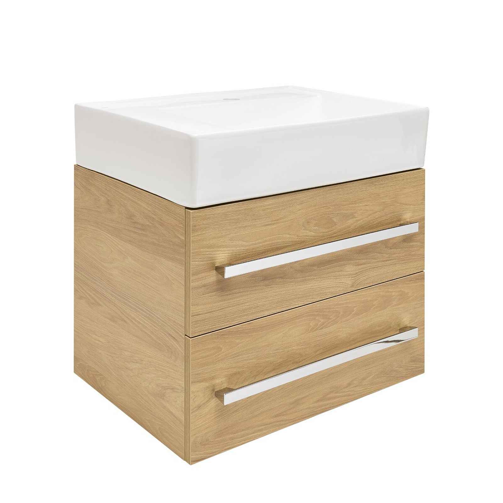 Koupelnová skříňka s umyvadlem SAT Cube Way 60x53x46 cm dub Hickory mat CUBE46602DHSATCWL