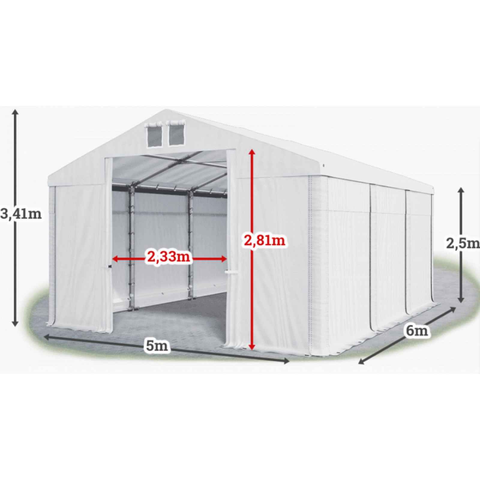 Skladový stan 5x6m PROFI Bílá