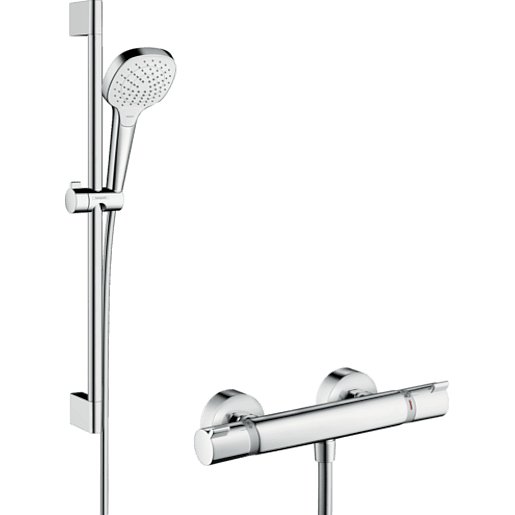 Sprchový systém Hansgrohe Raindance Select E na stěnu s termostatickou baterií bílá/chrom 27081400