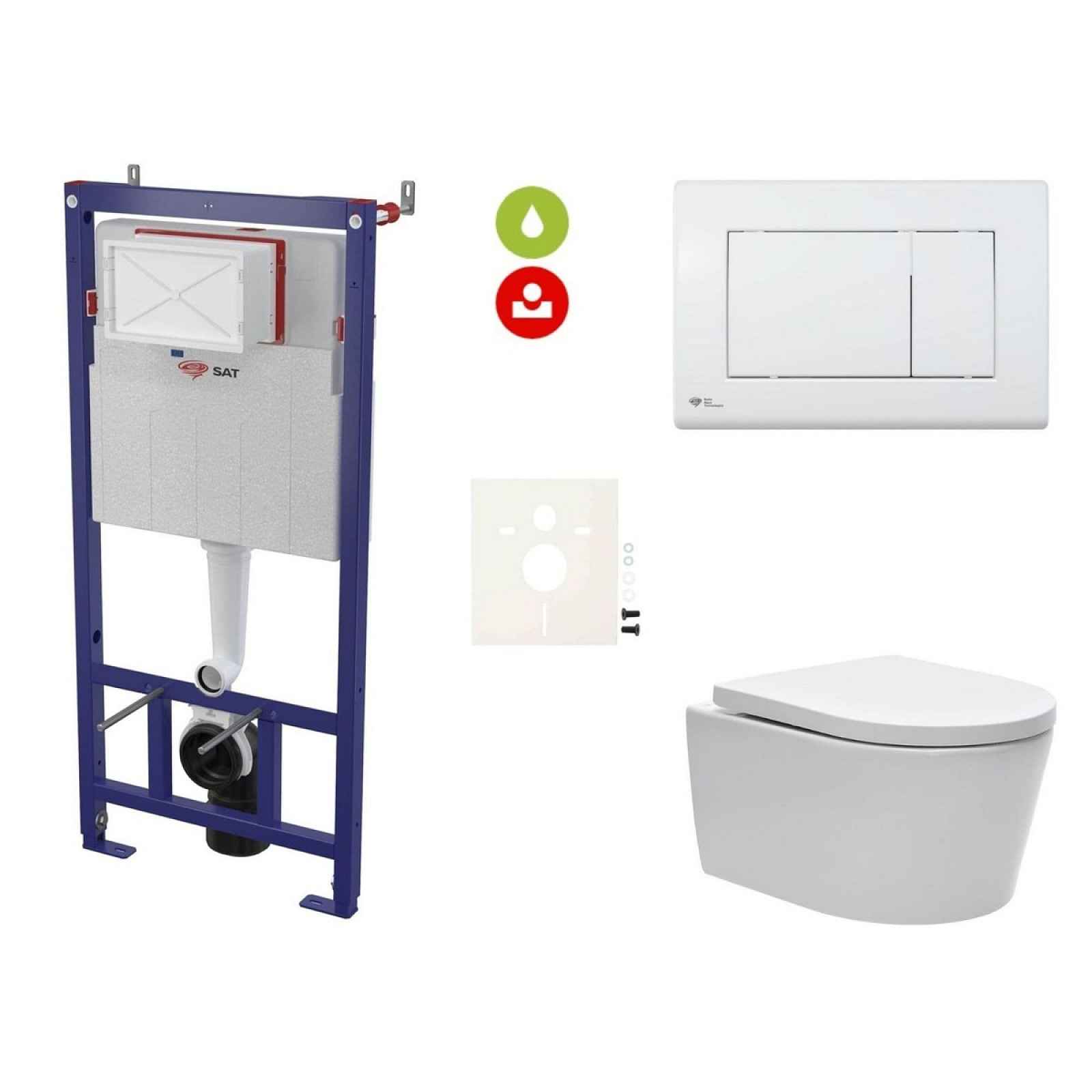 Cenově zvýhodněný závěsný WC set SAT do lehkých stěn / předstěnová montáž+ WC SAT Brevis SIKOSSBR20KECO