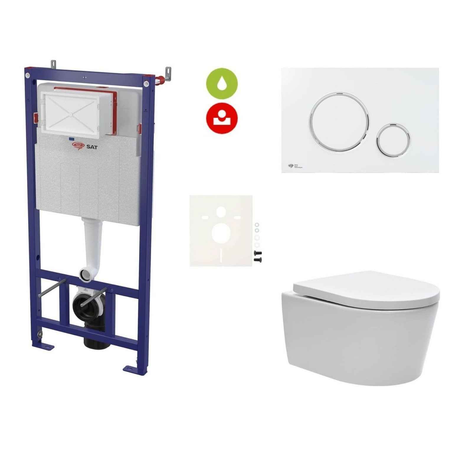 Cenově zvýhodněný závěsný WC set SAT do lehkých stěn / předstěnová montáž+ WC SAT Brevis SIKOSSBR70KECO