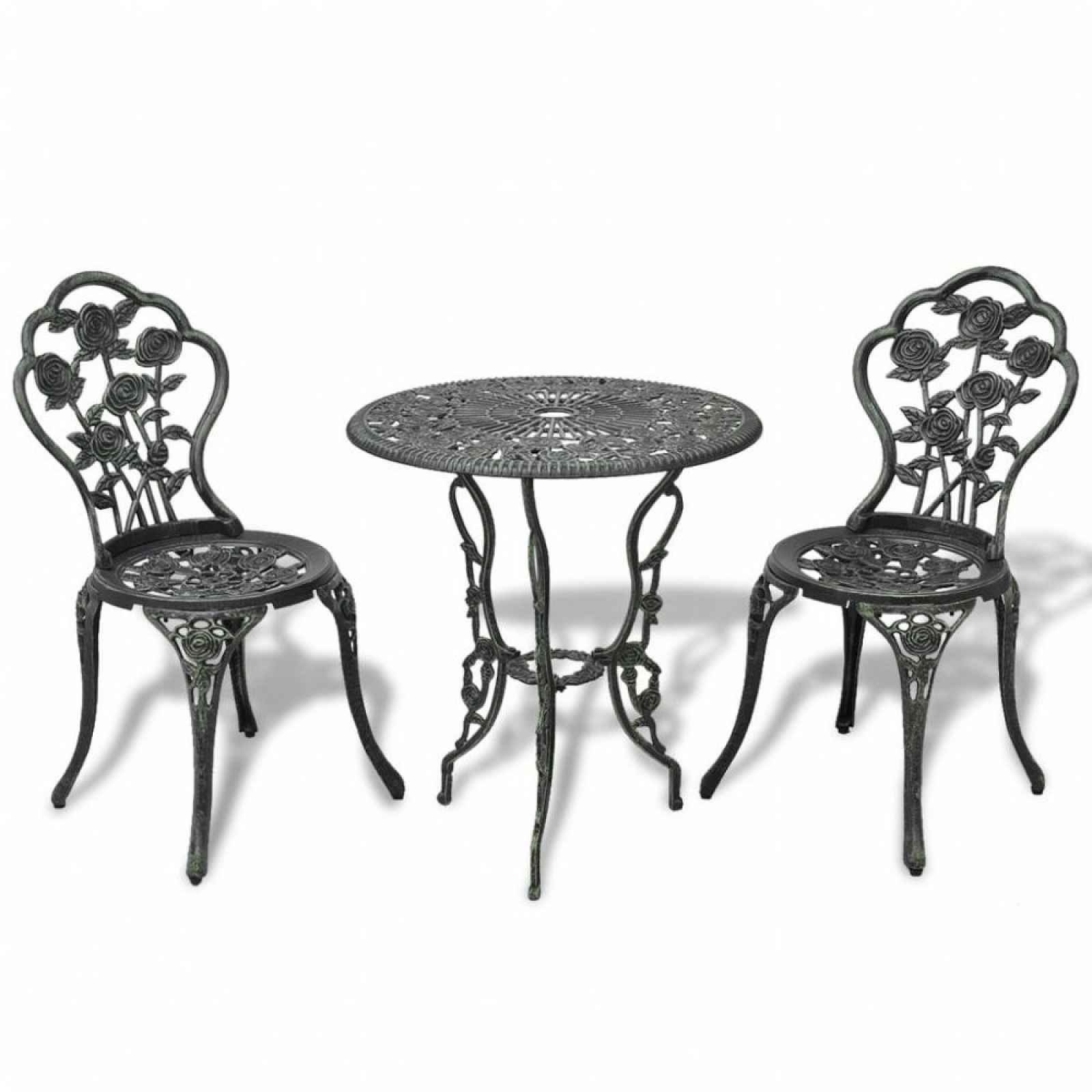 Zahradní bistro set 3 ks litý hliník Dekorhome Zelená