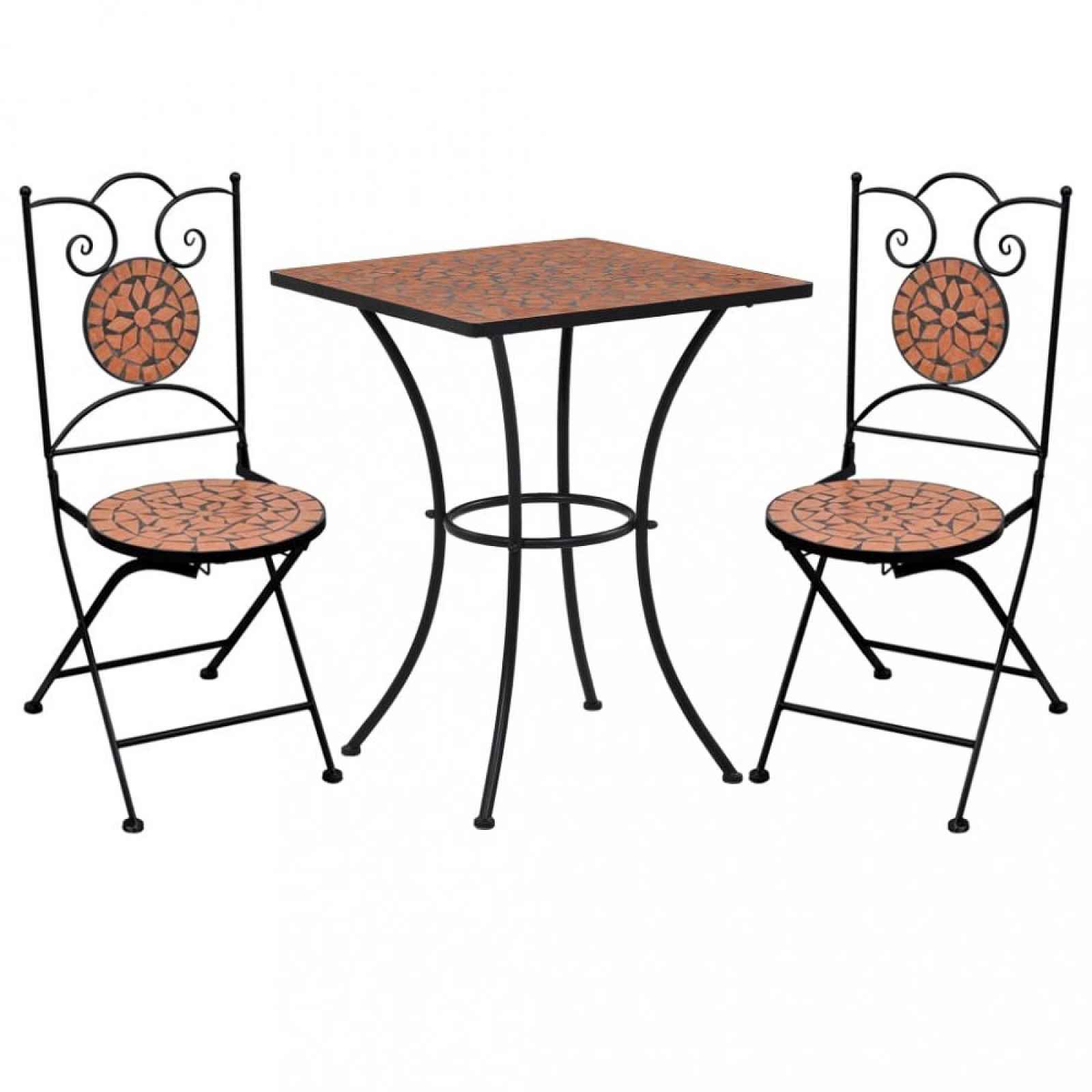 Mozaikový bistro set 3 ks Dekorhome Cihlová