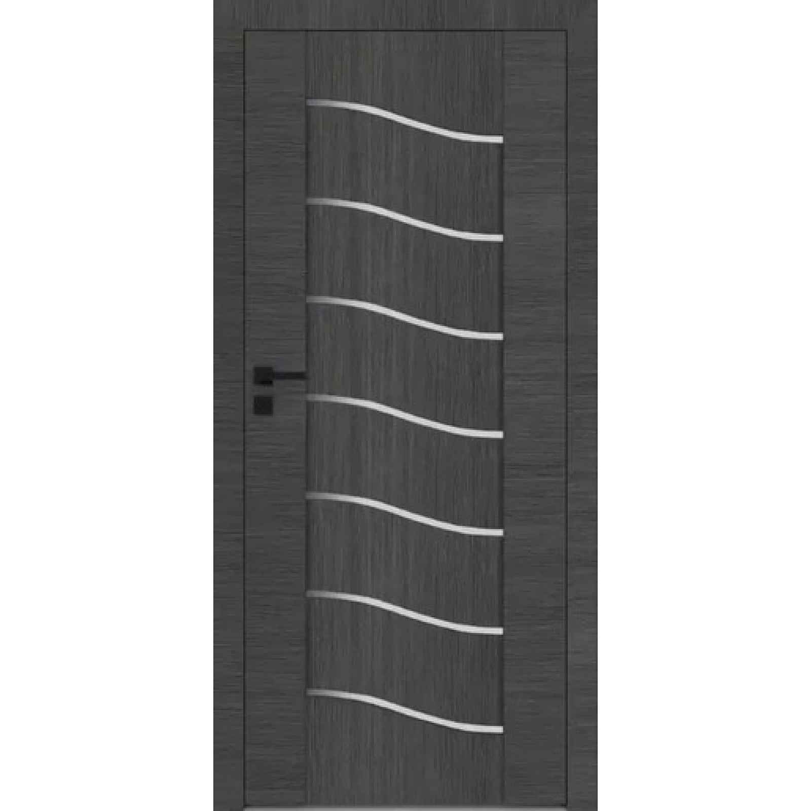 Interiérové rámové dveře Triesta 0 s horizontálním dekorativním prosklením ve tvaru vlnek. Dveře mají rám z MDF desky.