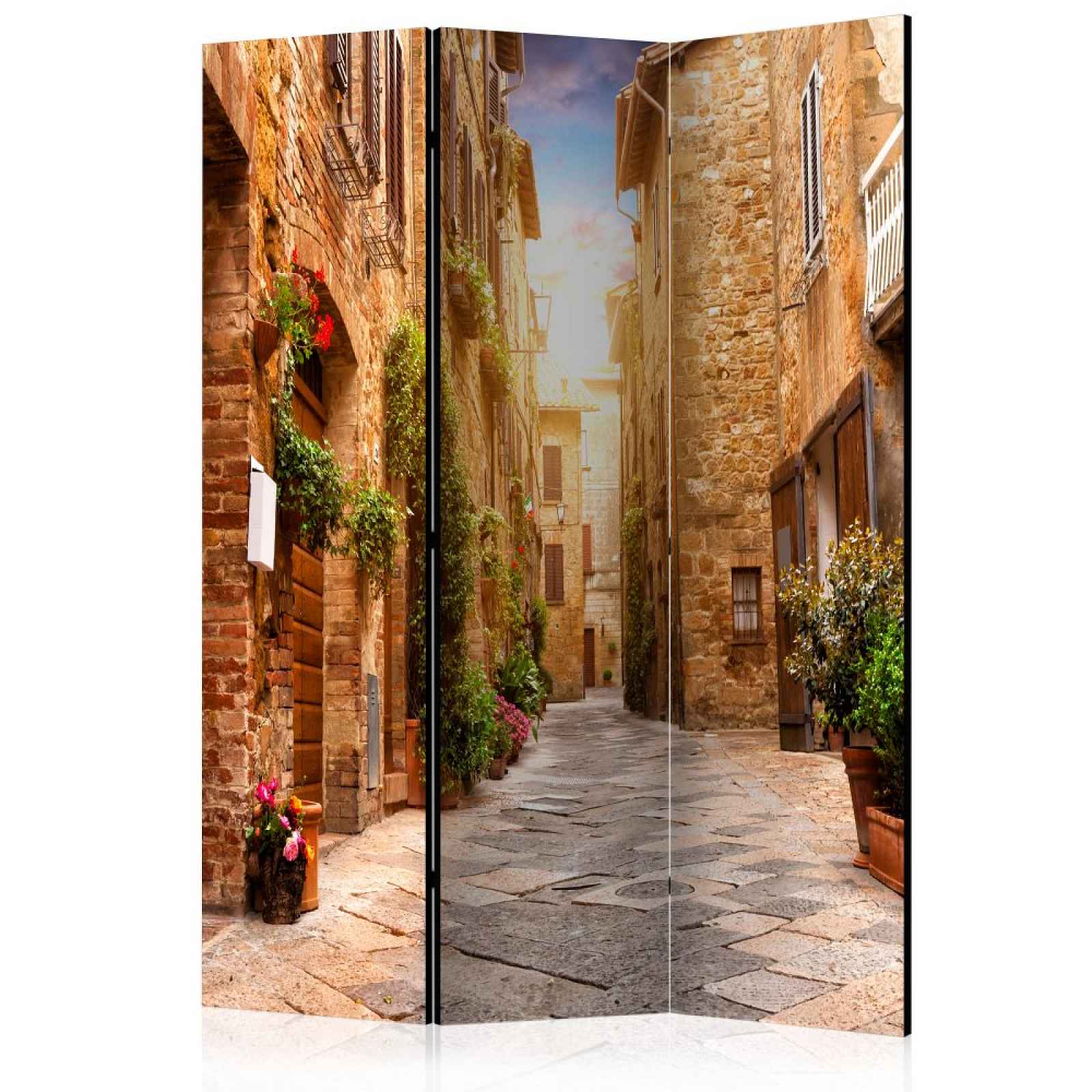 Paraván Colourful Street in Tuscany Dekorhome 135x172 cm (3-dílný)