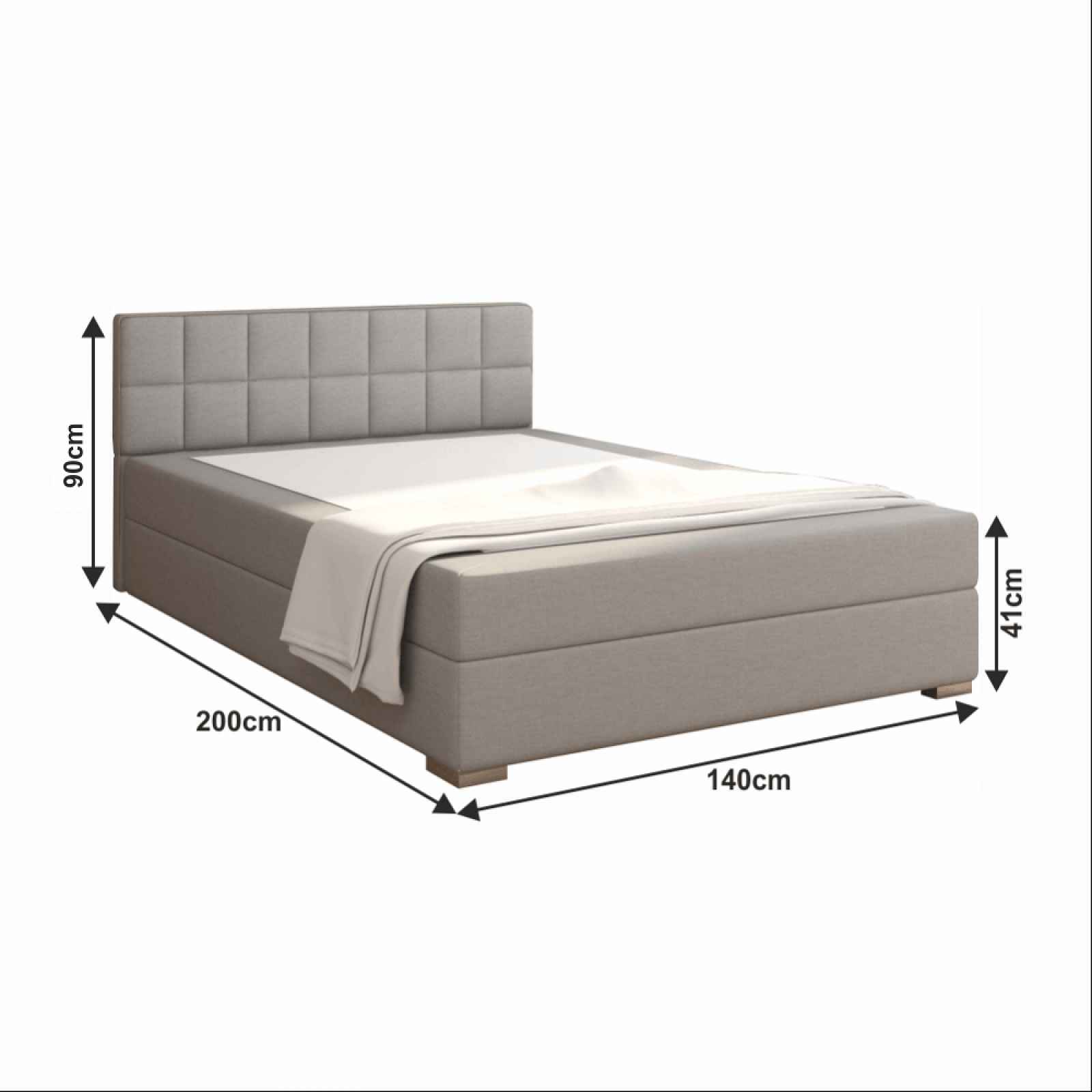 Boxspringová postel FERATA KOMFORT světle šedá Tempo Kondela 140 x 200 cm