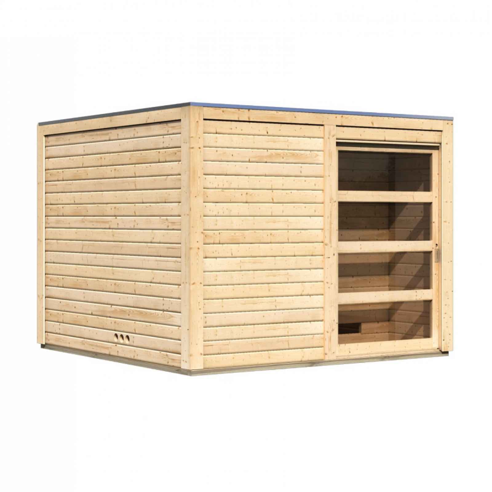 Venkovní finská sauna s předsíní 276 x 276 cm Dekorhome Smrk