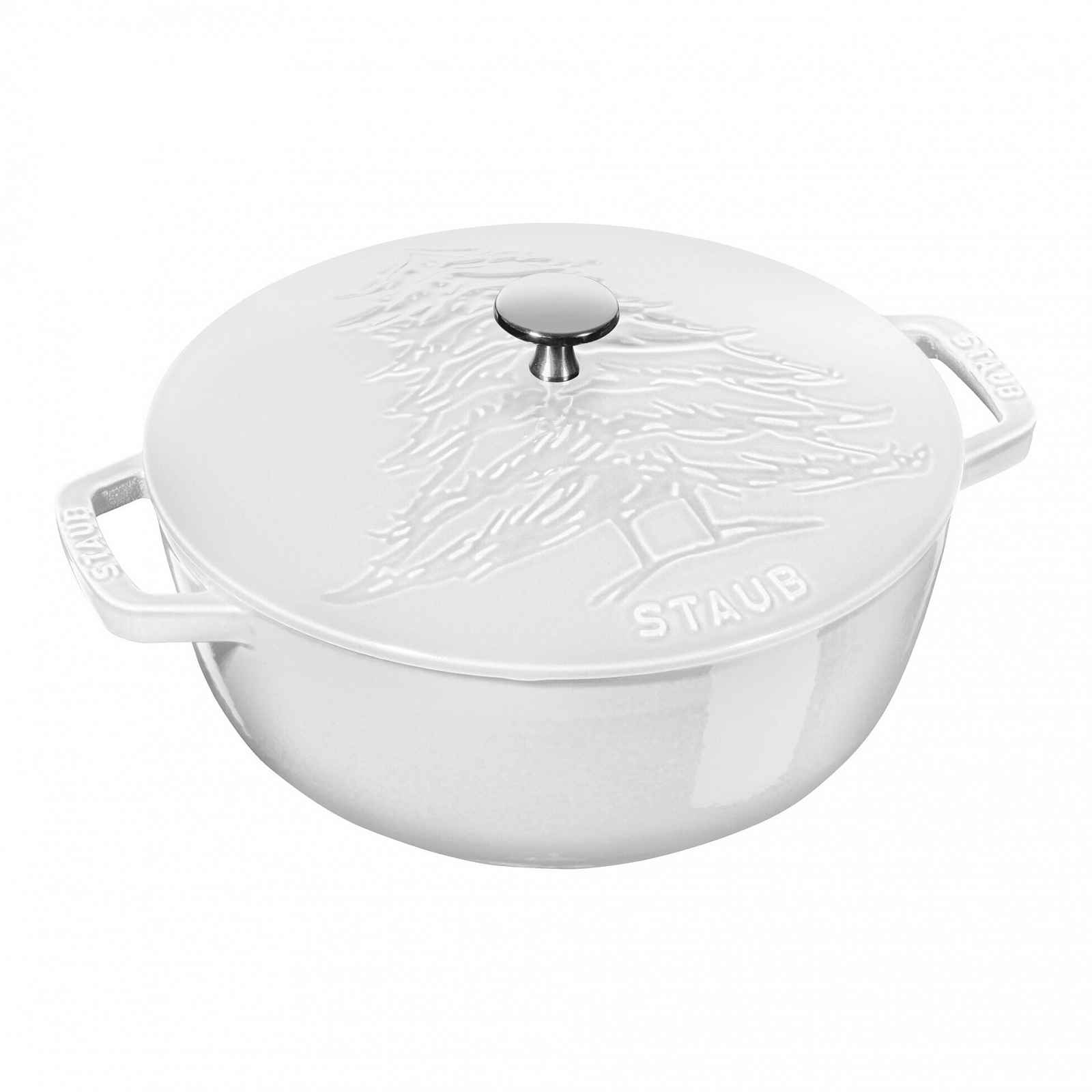 Staub Litinový hrnec s poklicí French oven Vánoční stromek, Ø 24 cm / 3,6 l, bílá 1003512