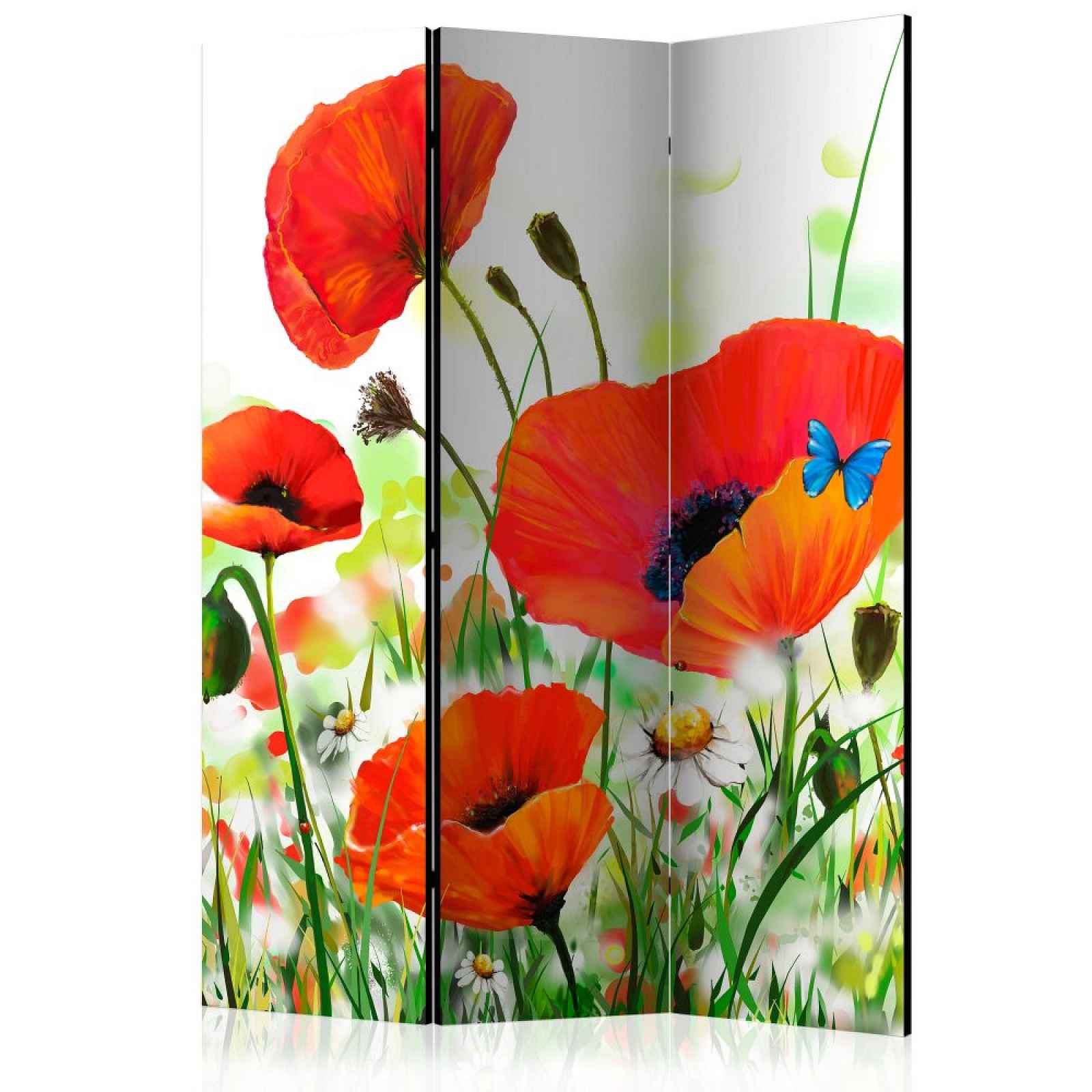 Paraván Country poppies Dekorhome 135x172 cm (3-dílný)