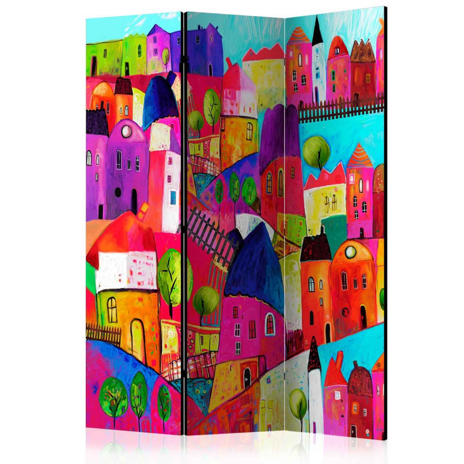 Paraván Rainbow-hued town Dekorhome 135x172 cm (3-dílný)