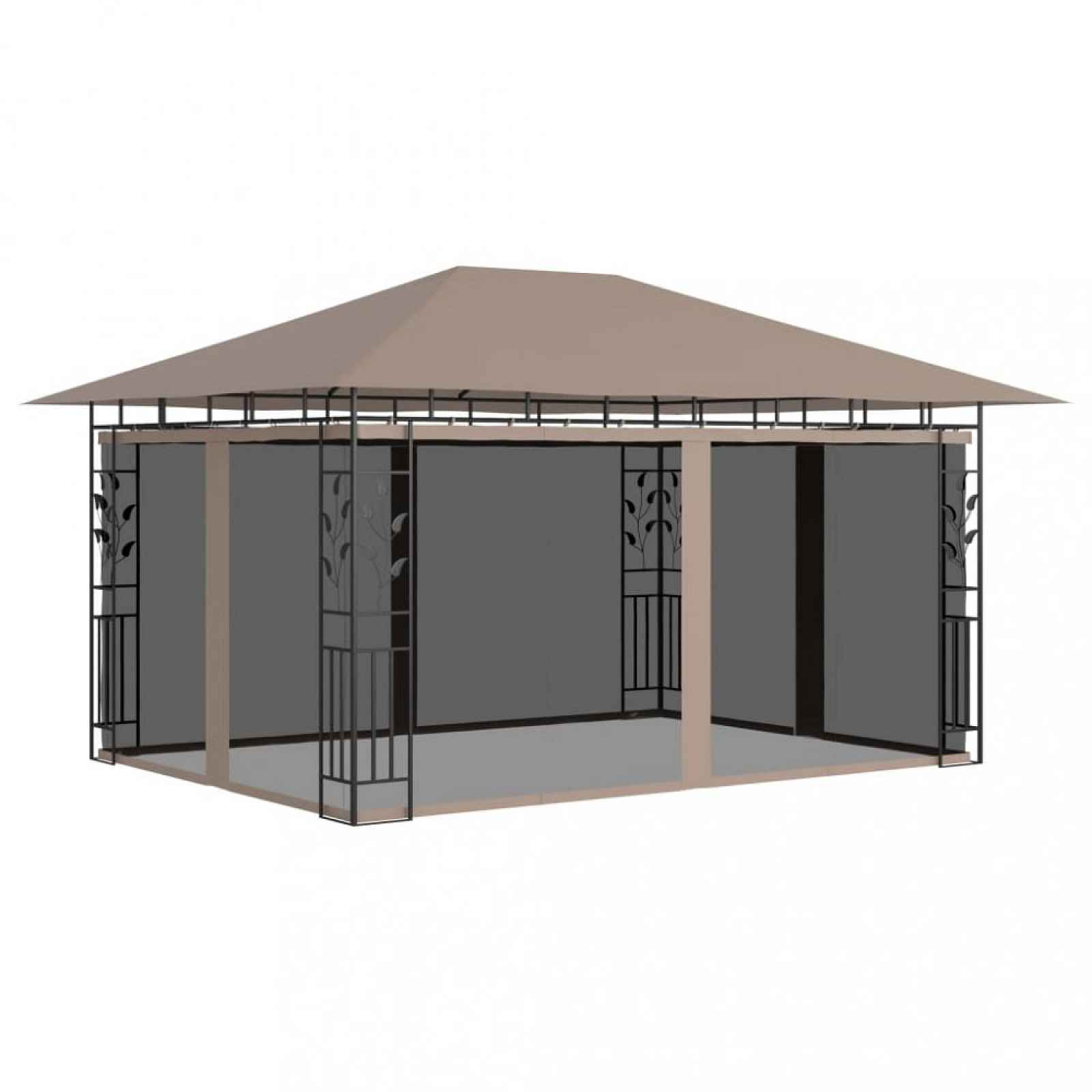 Altán s moskytiérou 4x3 m Dekorhome Šedohnědá taupe