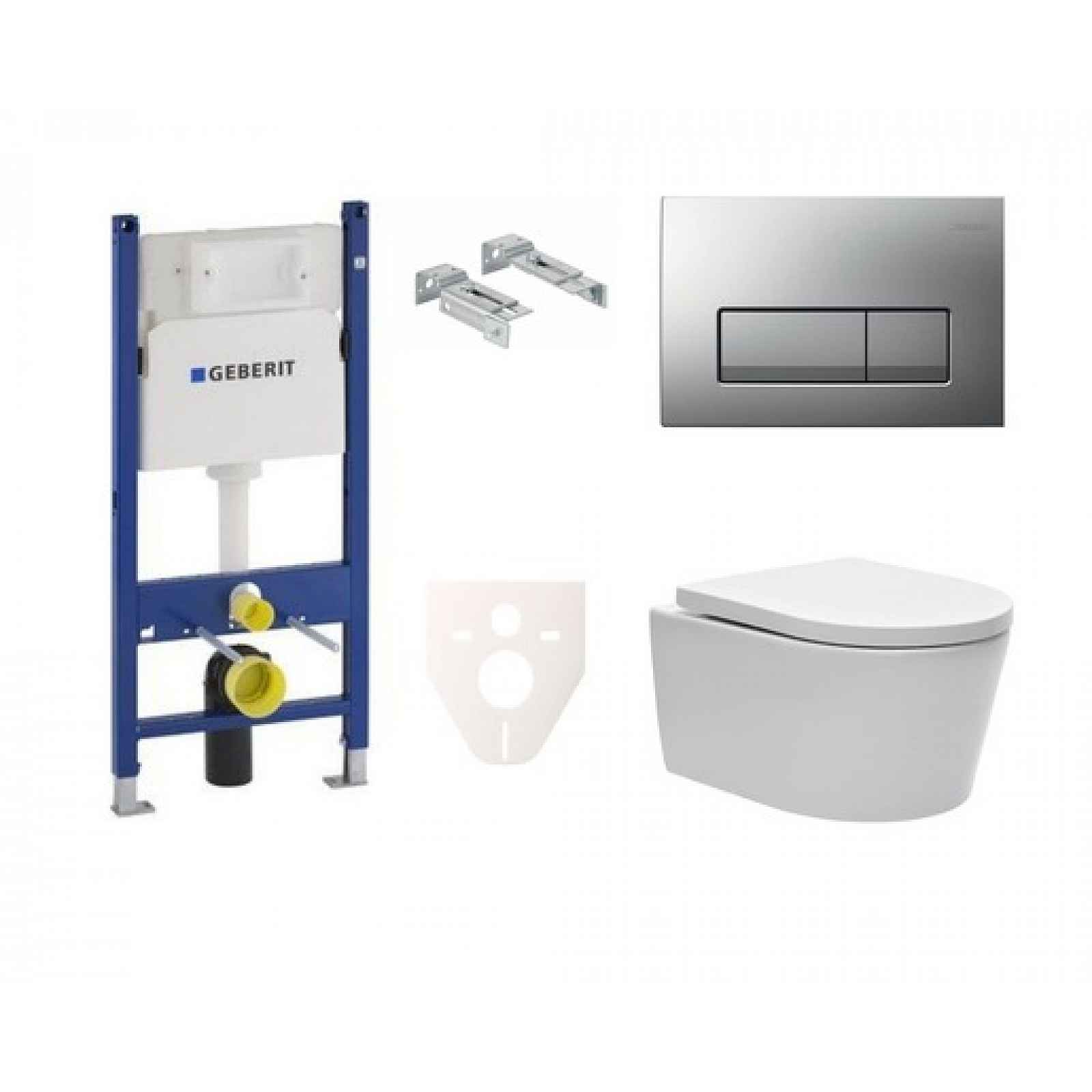 Závěsný set WC SAT Brevis, nádržka Geberit Duofix, tlačítko chrom mat SIKOGES7W8S