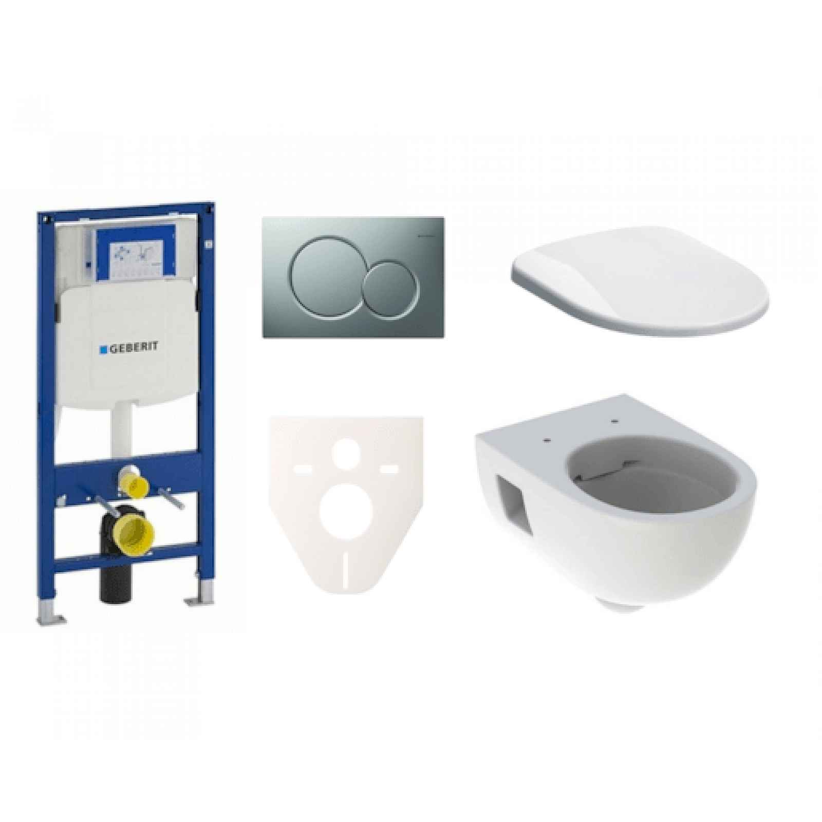 Závěsný set WC Geberit Selnova + modul Geberit Duofix s tlačítkem Sigma 01 (chrom mat)