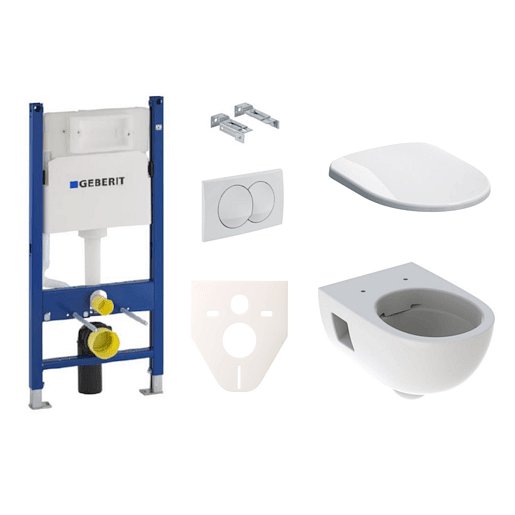 Závěsný set WC Geberit Selnova + modul Geberit Duofix s tlačítkem Delta 20 (bílá lesk)