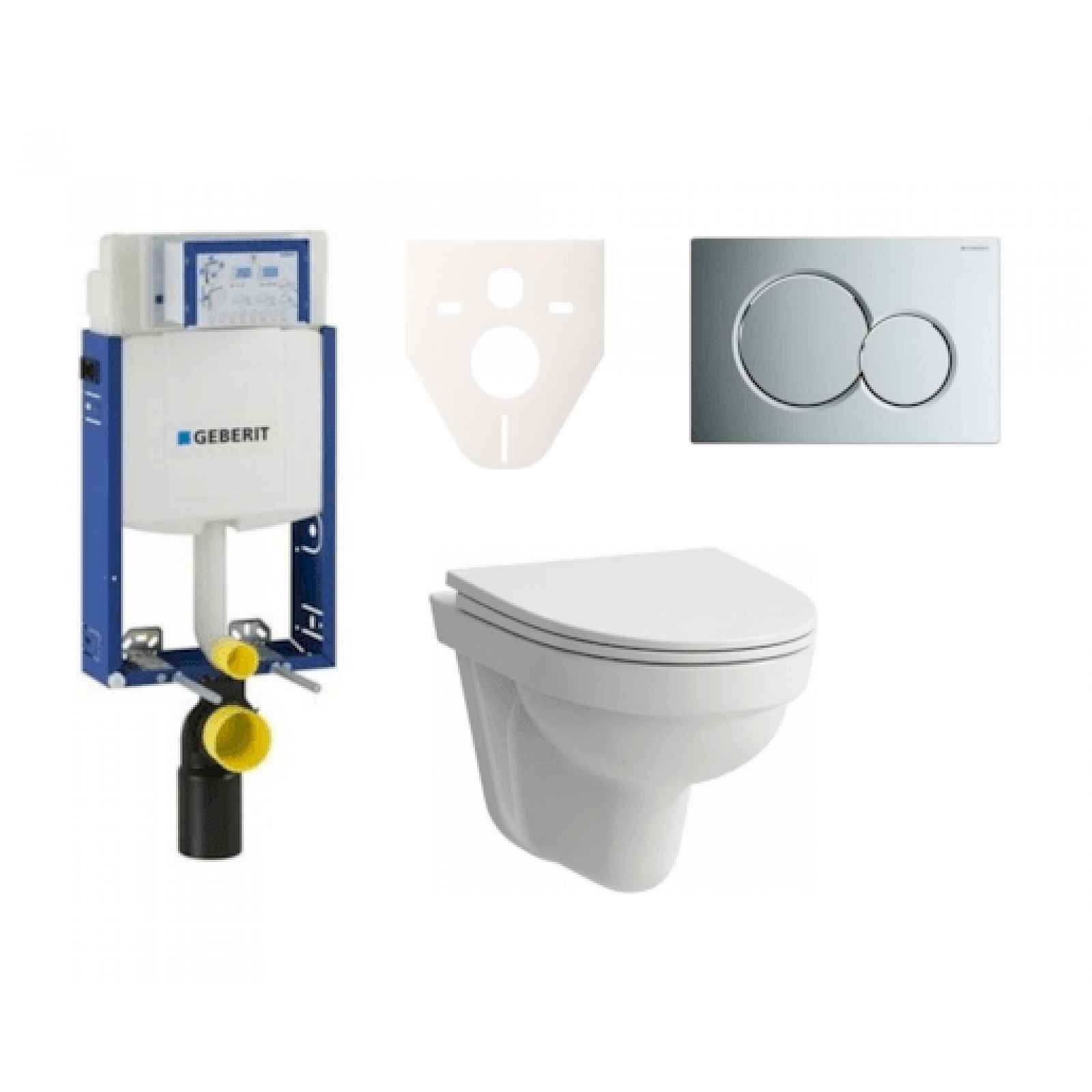 Závěsný set WC Laufen Pro Nordic + modul Geberit Kombifix s tlačítkem Sigma 01 (chrom lesk) SIKOGE2H2