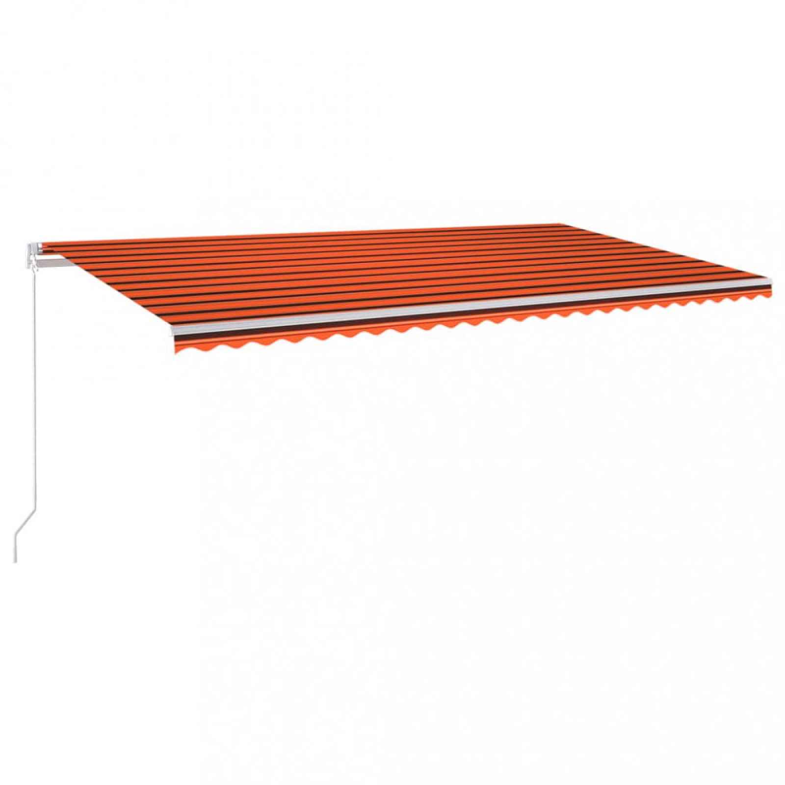 Ručně zatahovací markýza s LED světlem 600x300 cm Dekorhome Hnědá / oranžová