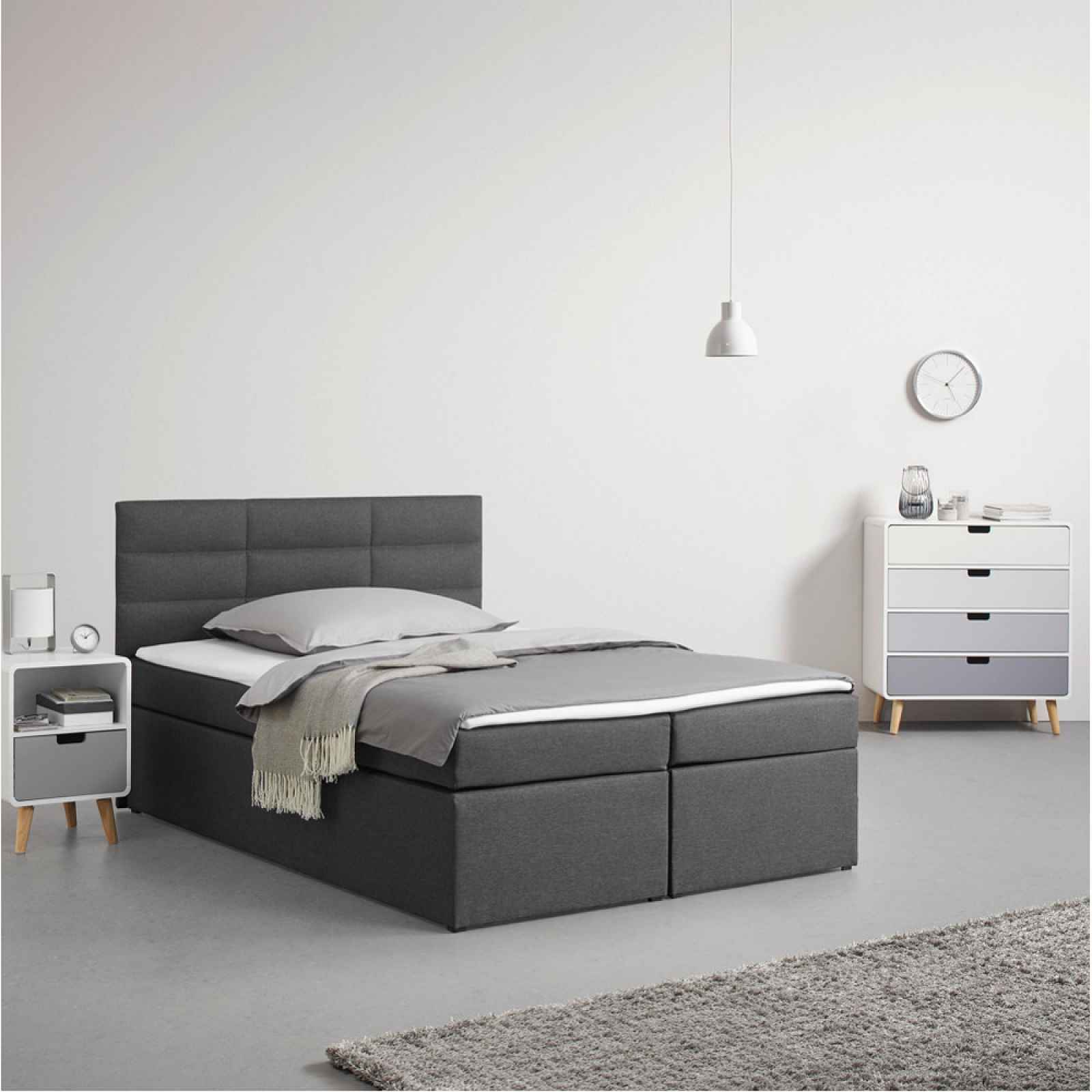 Boxspring Postel Lisa, antracitová, 140x200 Cm