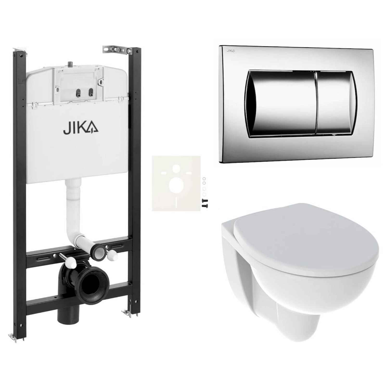 Závěsný set WC Esedra Aquablade, nádržka JIKA do sádrokartonu, tlačítko chrom lesk SIKOJSI2