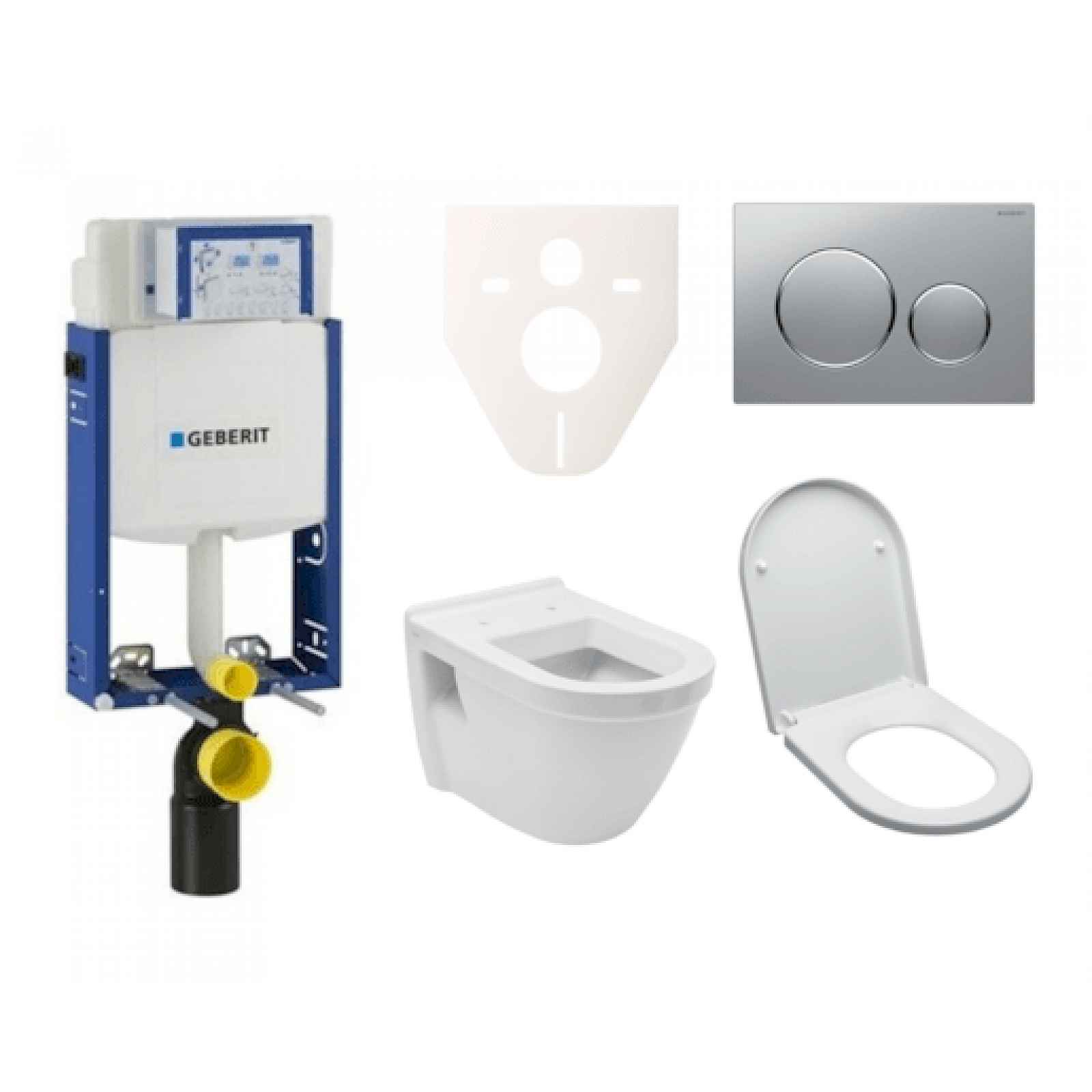 Závěsný set WC Vitra S50, nádržka Geberit Kombifix, tlačítko Sigma 20 chrom mat SIKOGE2V42