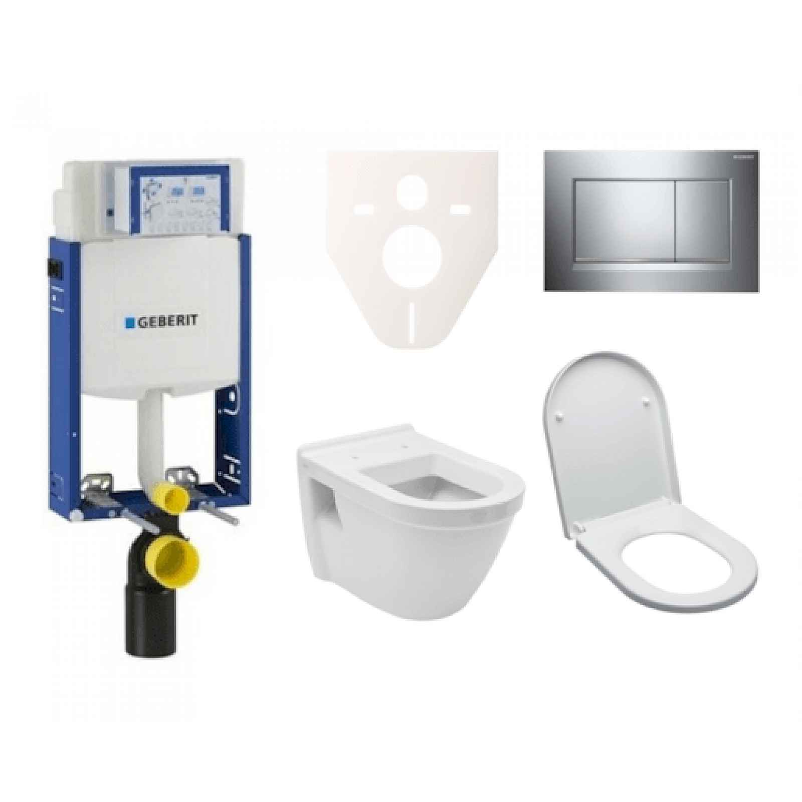 Závěsný set WC Vitra S50, nádržka Geberit Kombifix, tlačítko Sigma 30 chrom lesk SIKOGE2V6