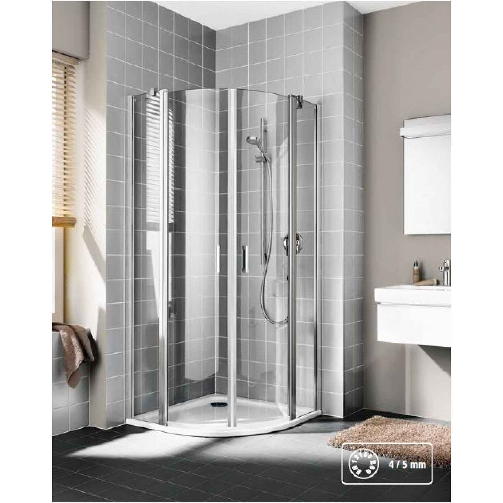 Kout sprchový Kermi Casa XS 800×800 mm stříbrná/čiré sklo R550