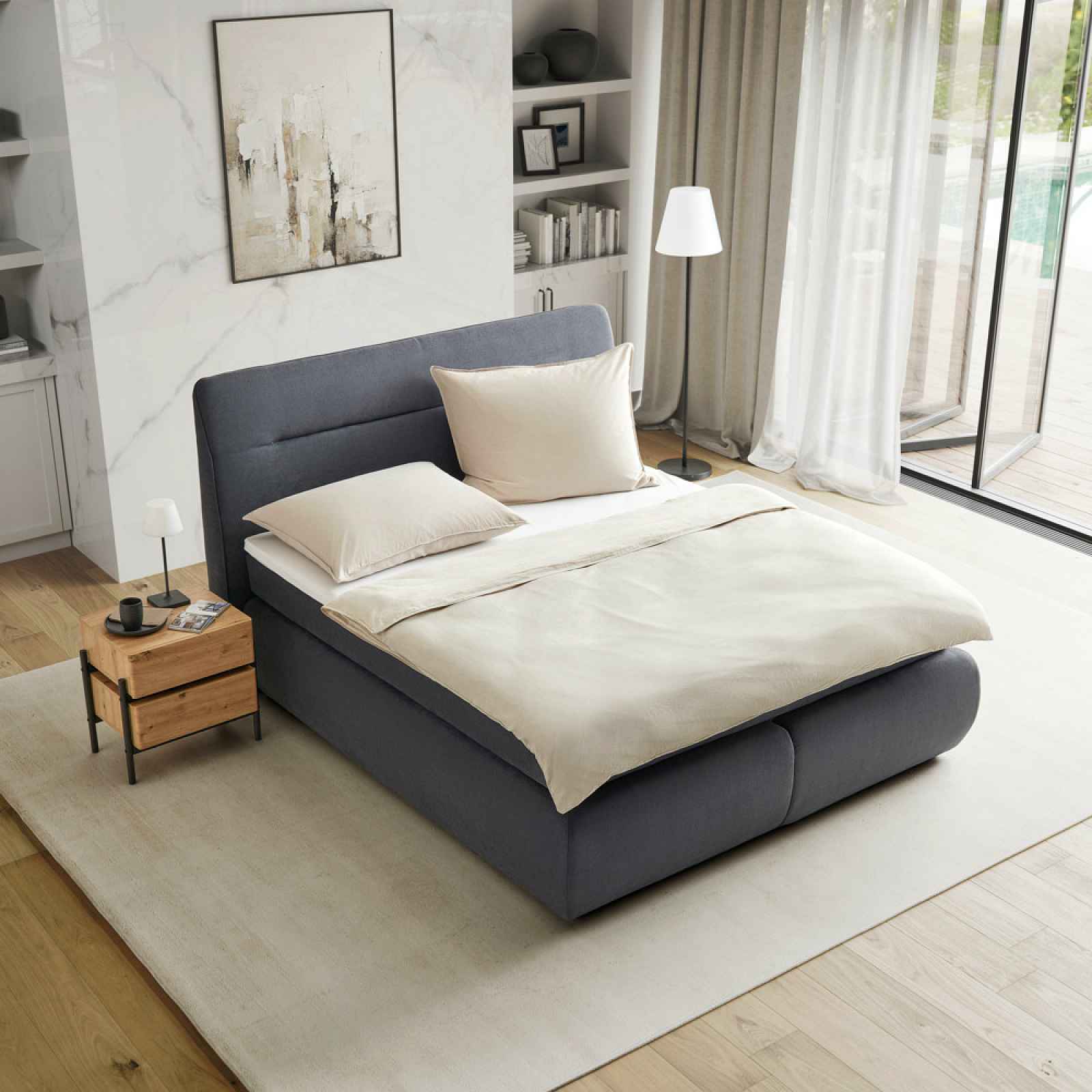 Postel Boxspring S Topperem Bella, 180x200