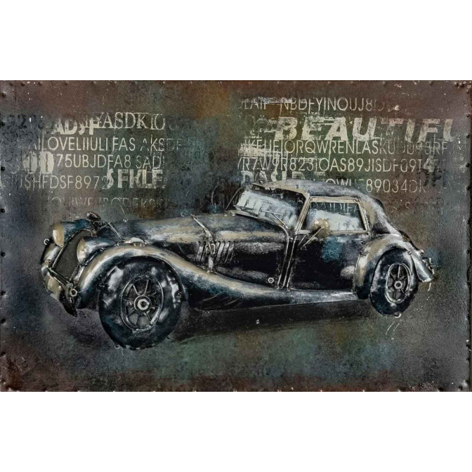 Kovový obraz na zeď Auto veterán 60x40 cm, vintage