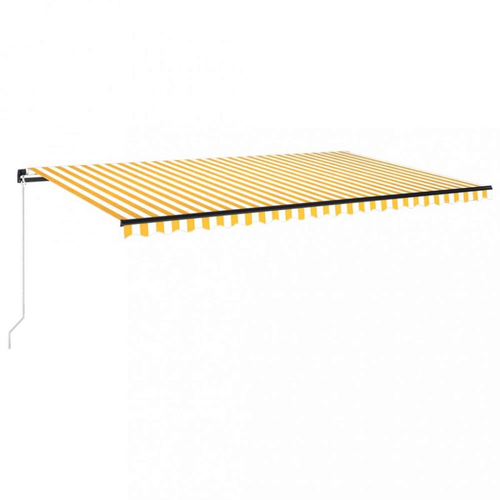 Ručně zatahovací markýza s LED světlem 500x300 cm Dekorhome Bílá / žlutá