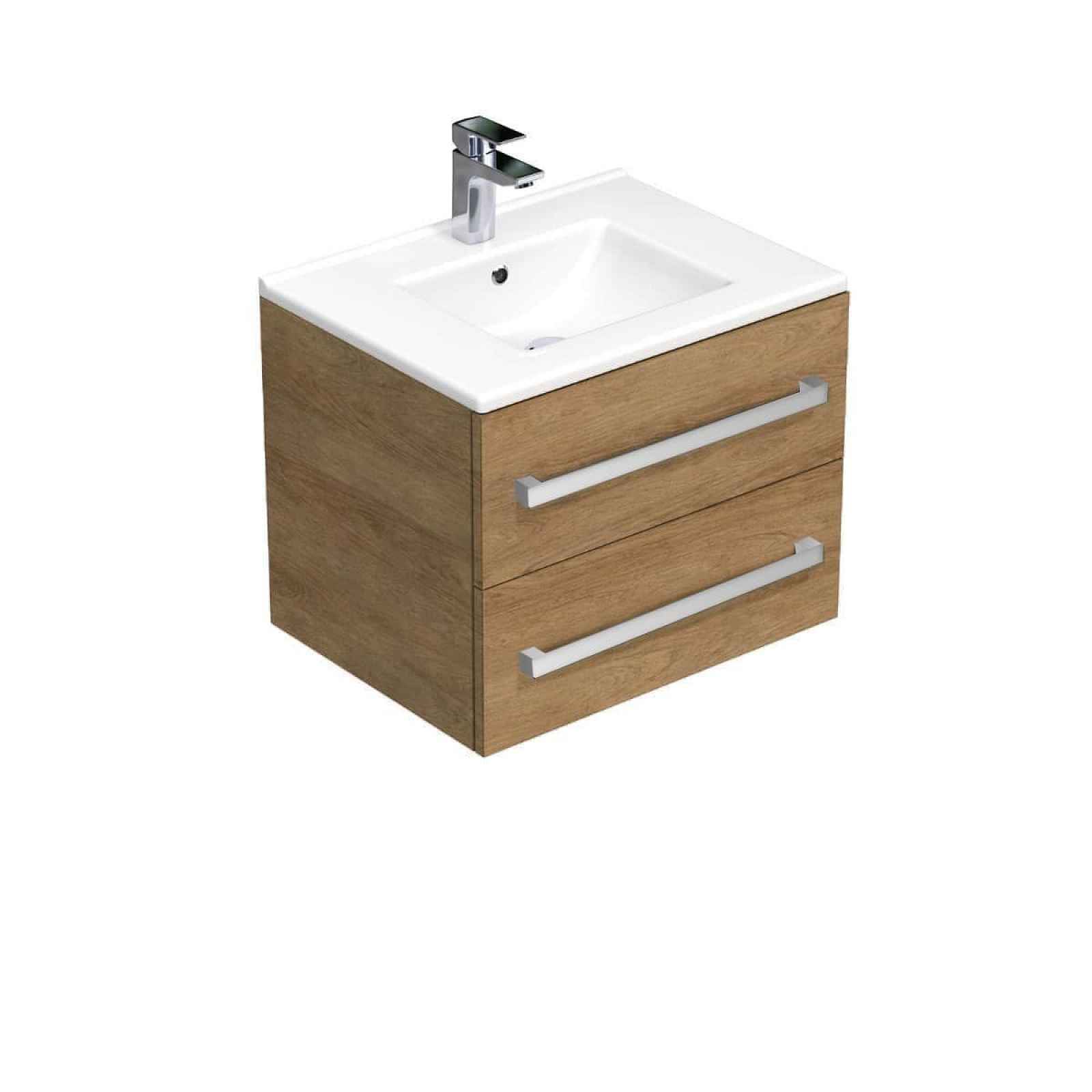 Koupelnová skříňka s umyvadlem SAT Cube Way 60x71x46 cm dub Hickory CUBE46602DHMOD