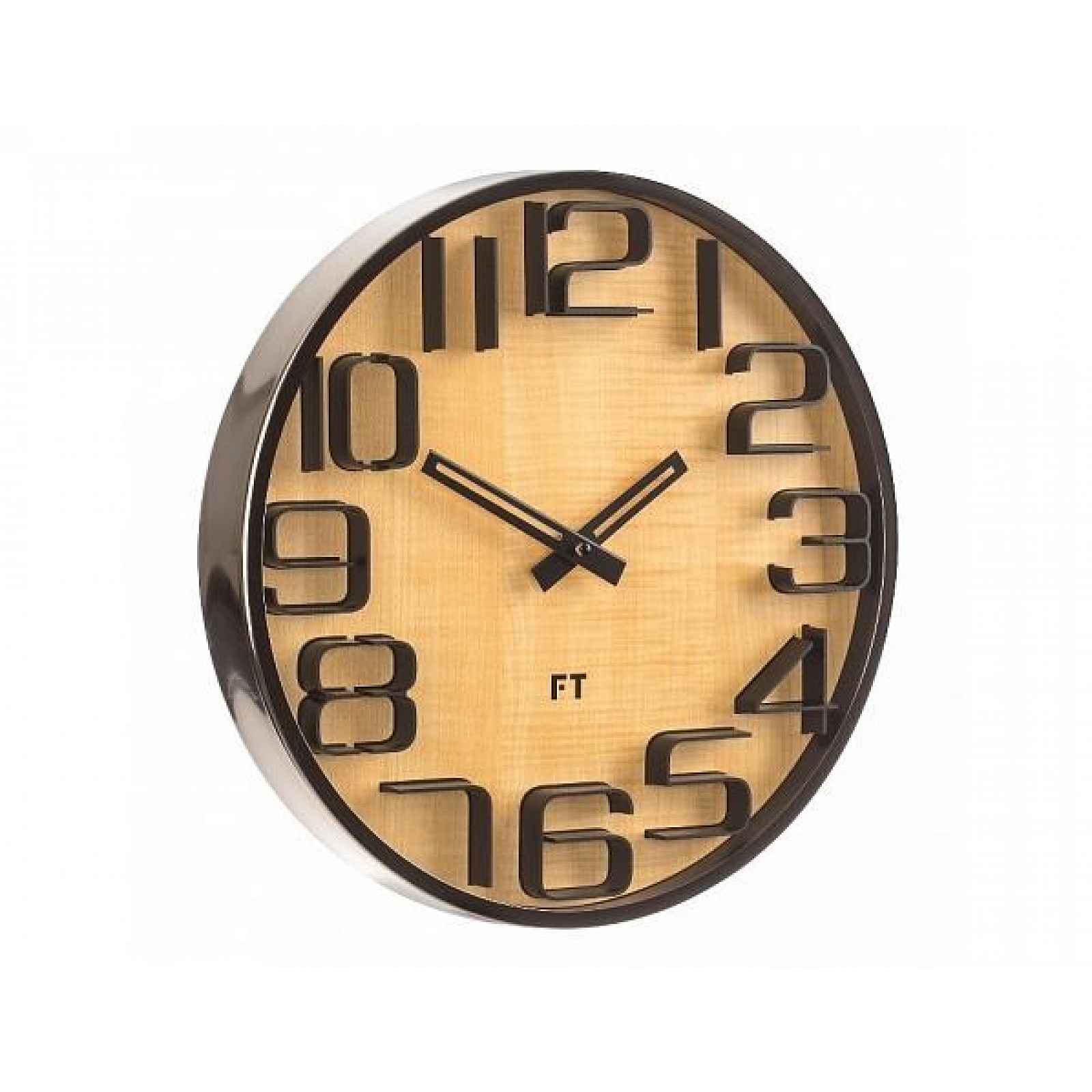 Designové nástěnné hodiny Future Time FT7010TT Numbers oak titanium 30cm