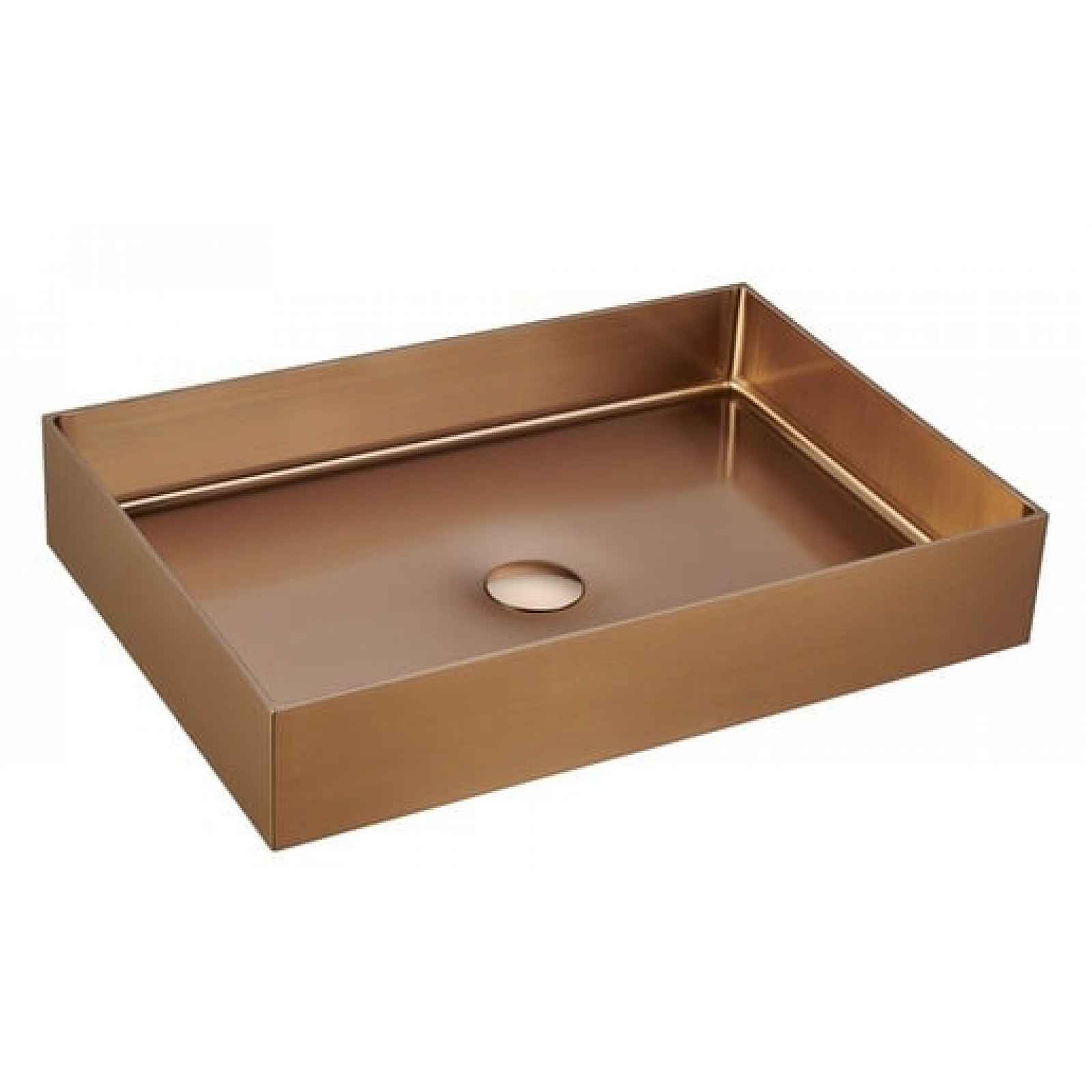 Umyvadlo na desku v barvě rose gold SAT Aurum 55x38 cm bez přepadu SATAUR5538BRG