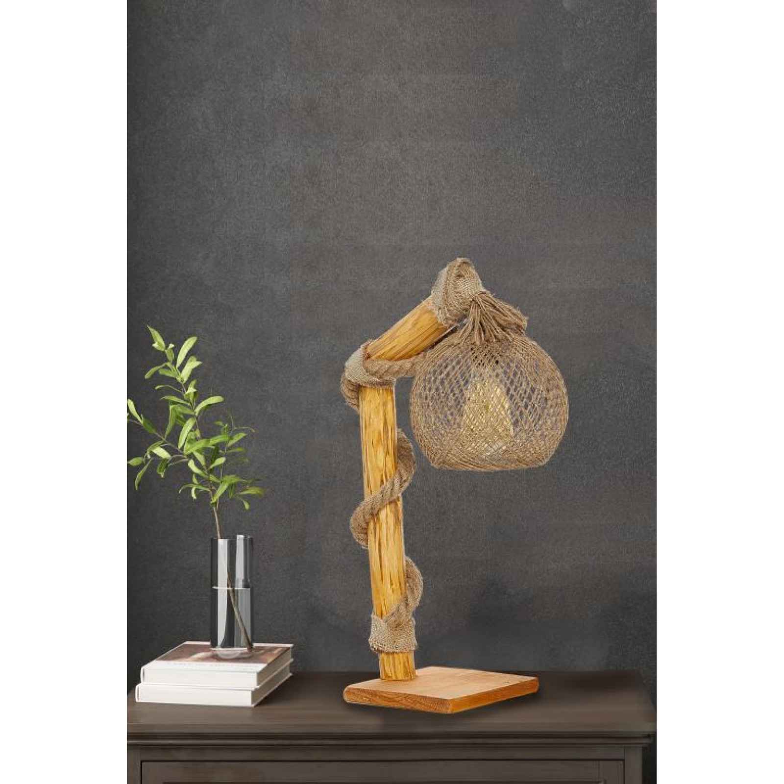 Přírodní dřevěná lampa CANATA, 50 x 24 cm