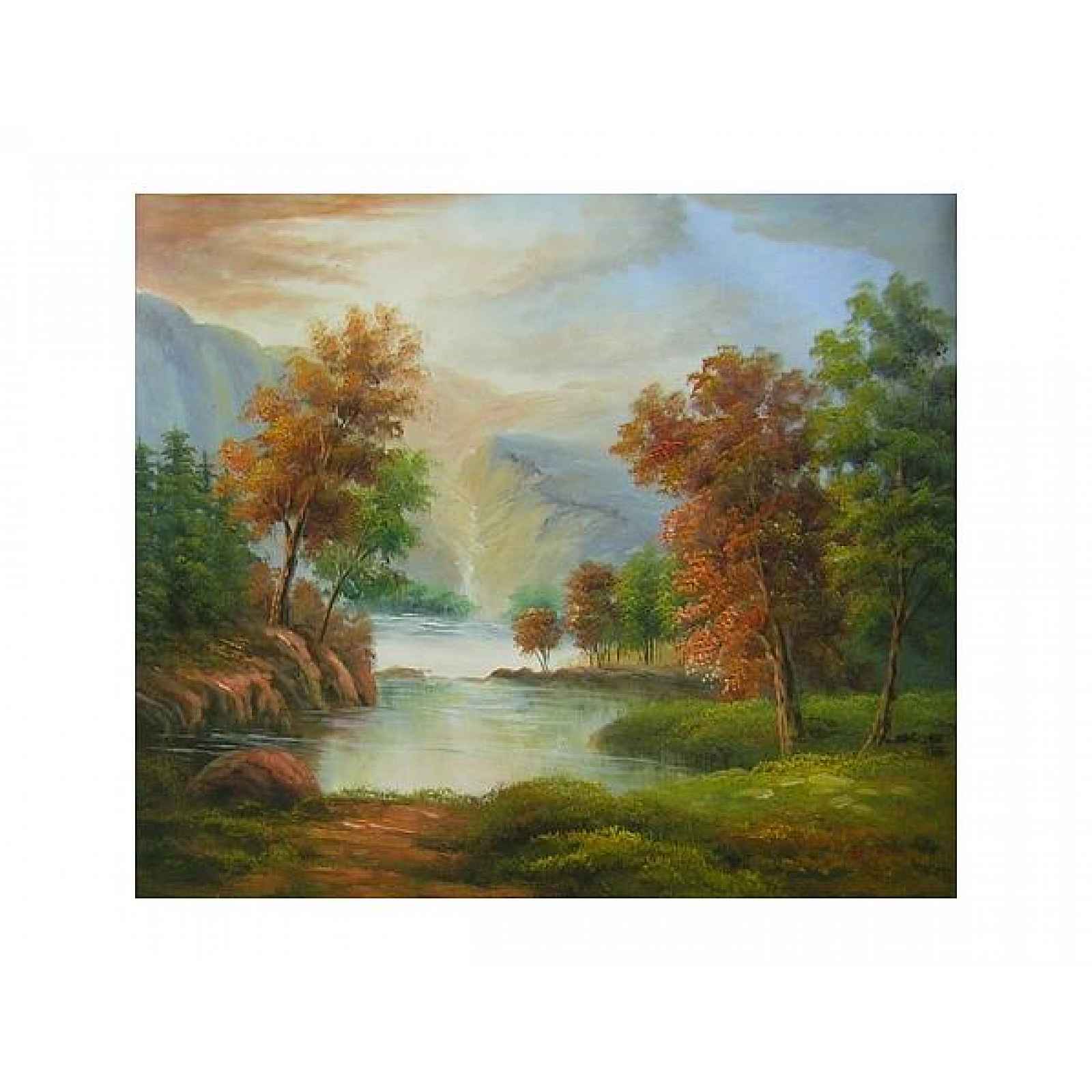 Obraz - Krajina s řekou 90 cm x 120 cm