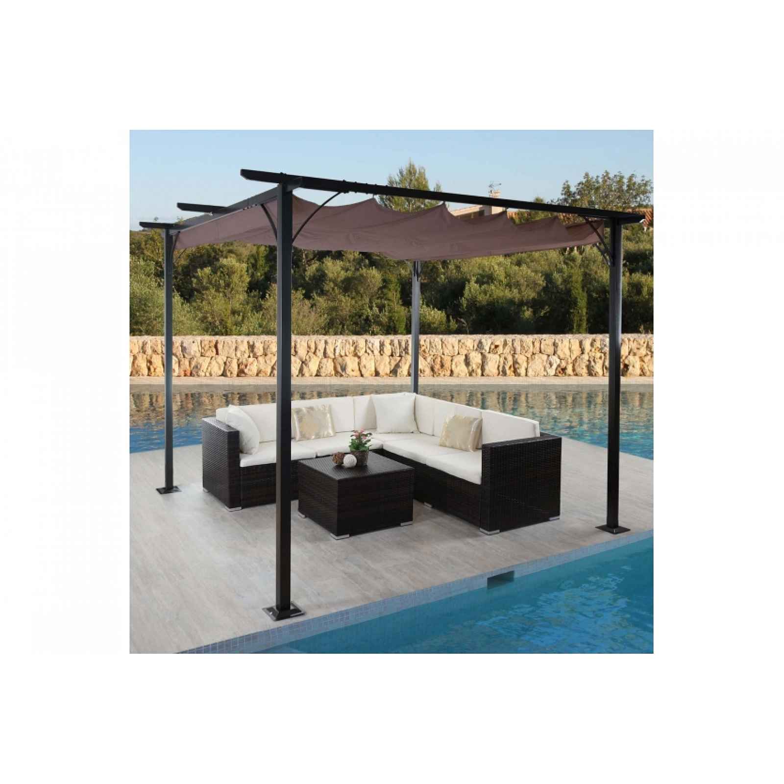 Pergola se stahovací střechou 3,5x3,5 m Dekorhome Šedá