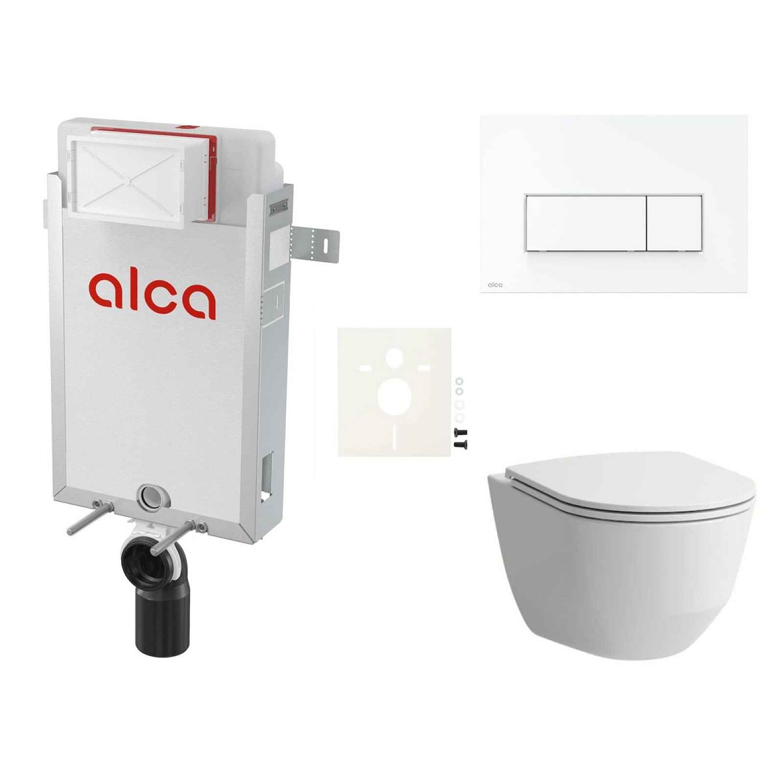 Závěsný set WC Laufen, nádržka Alcaplast Renovmodul, tlačítko CR lesk SIKOAL7