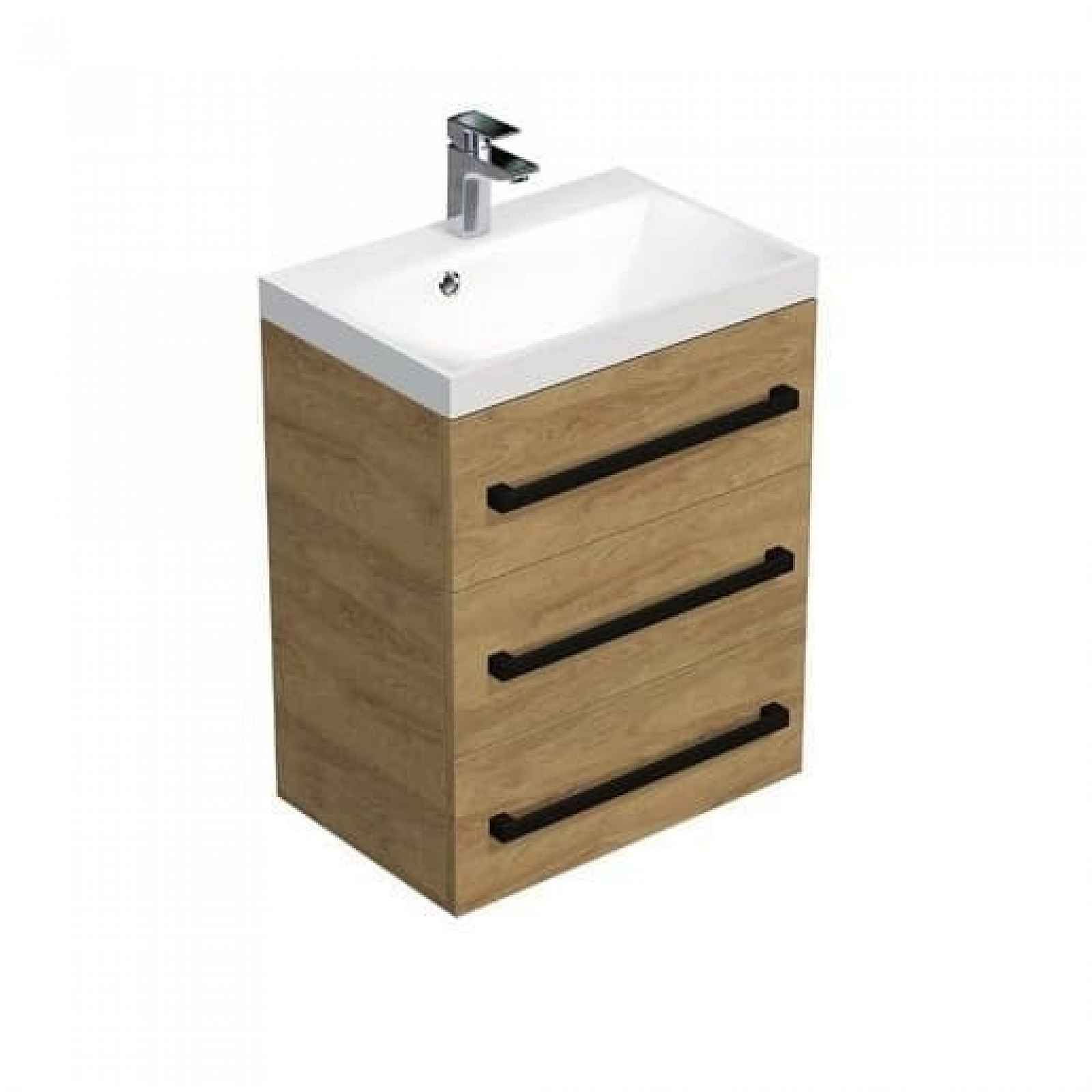 Koupelnová skříňka s umyvadlem SAT Cube Way 60x47,5x40 cm dub Hickory mat CUBE2C603DH