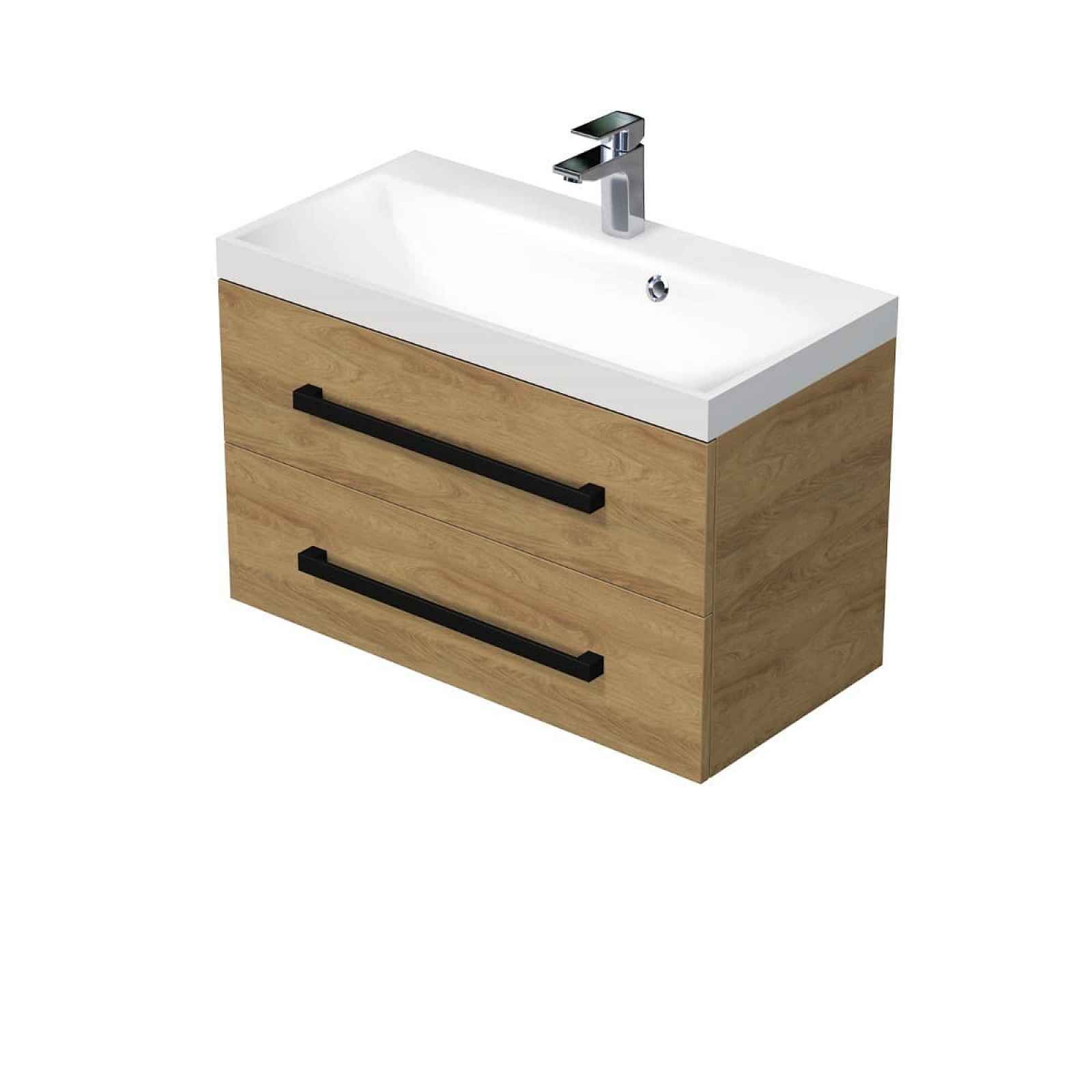 Koupelnová skříňka s umyvadlem SAT Cube Way 80x71x40 cm dub Hickory mat CUBE2C80ZDH