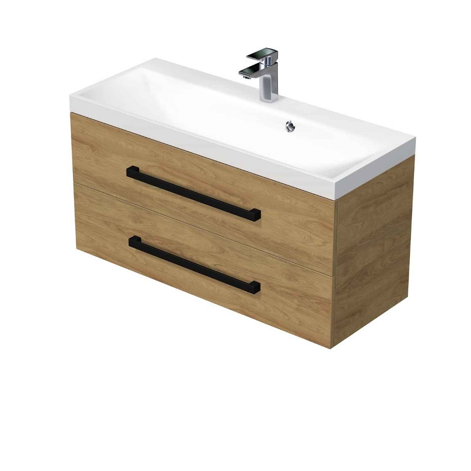 Koupelnová skříňka s umyvadlem SAT Cube Way 100x71x40 cm dub Hickory mat CUBE2C100ZDH