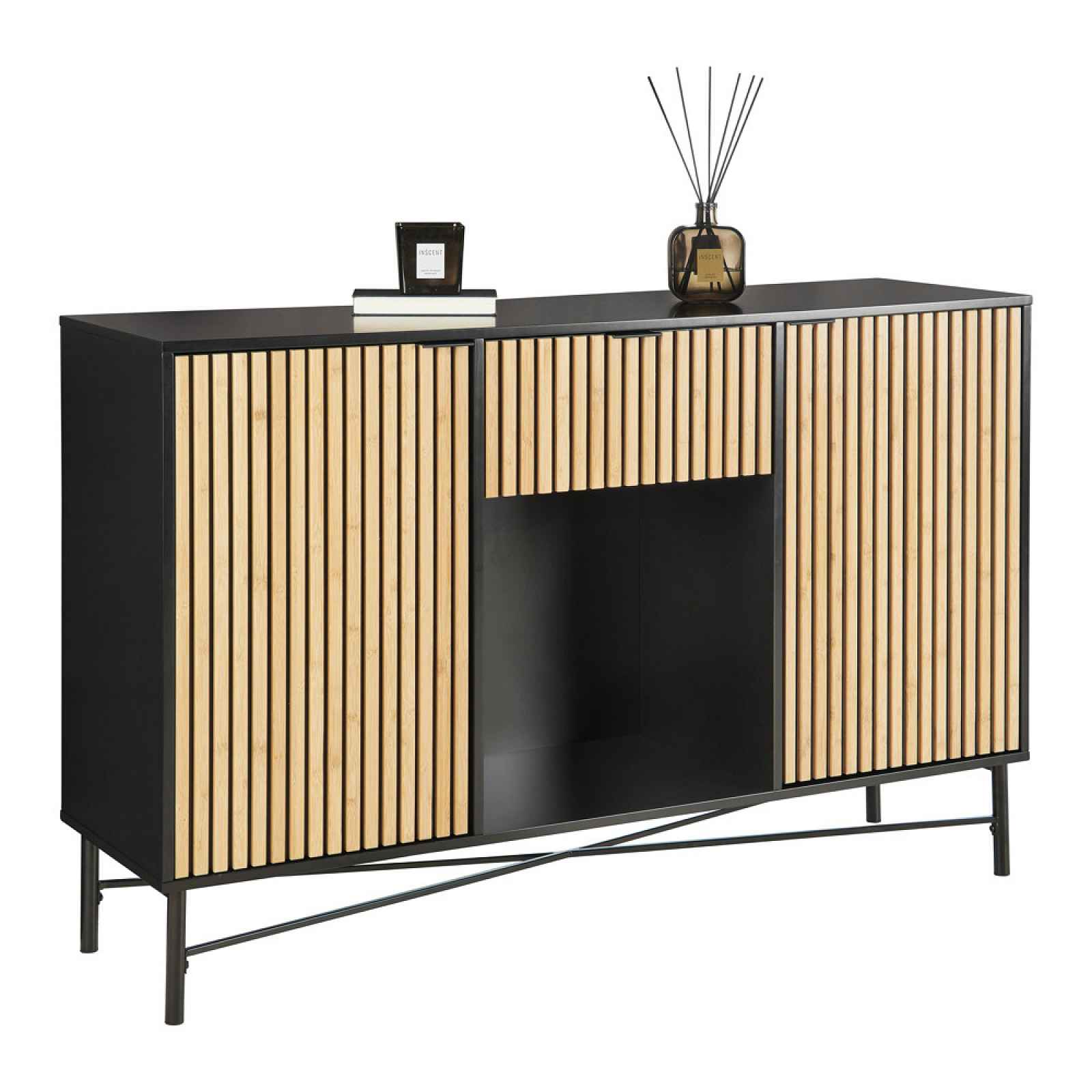 Sideboard Madrid Eichefarben/ Schwarz Massiv