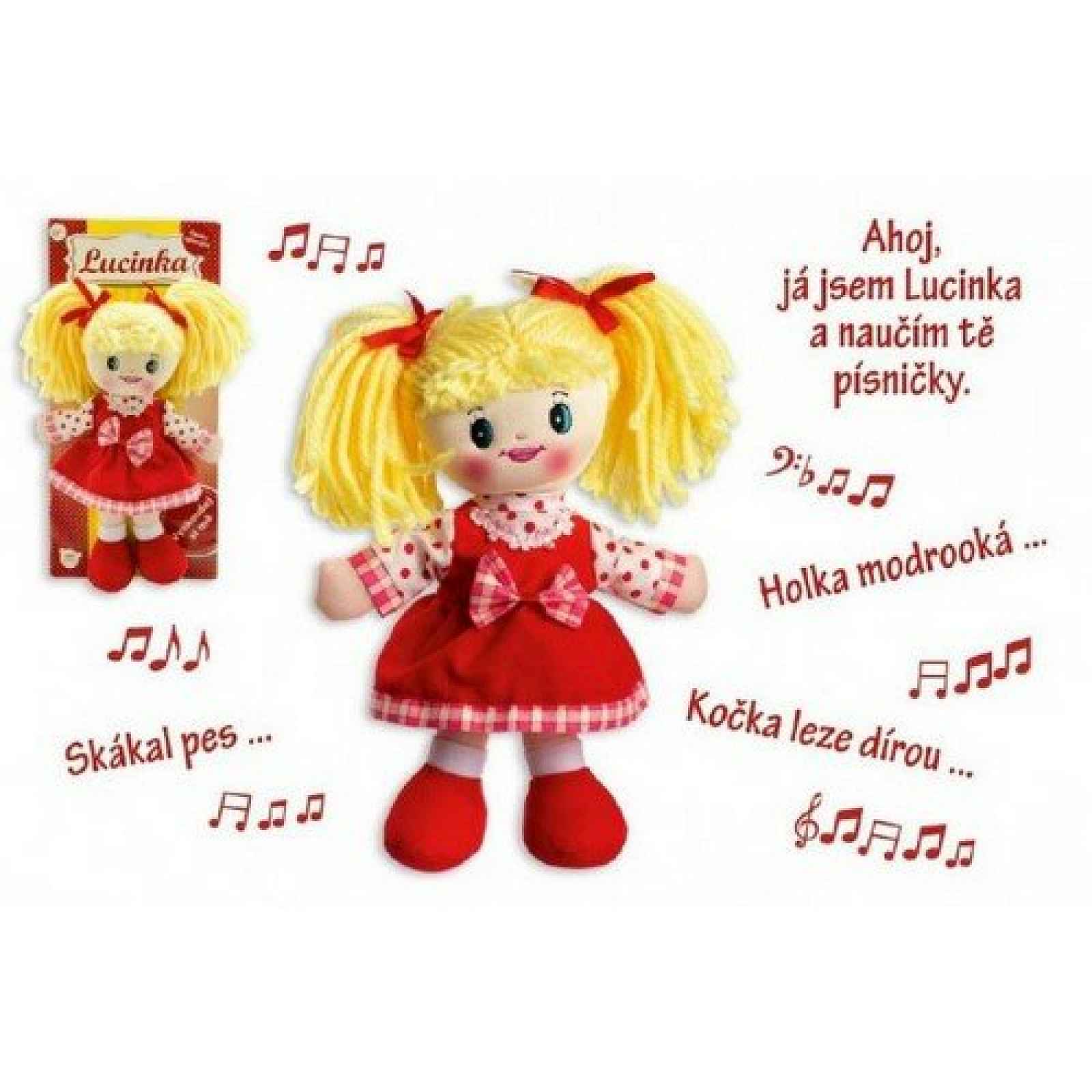 Teddies Panenka Lucinka hadrová plyš 30 cm česky zpívající na kartě