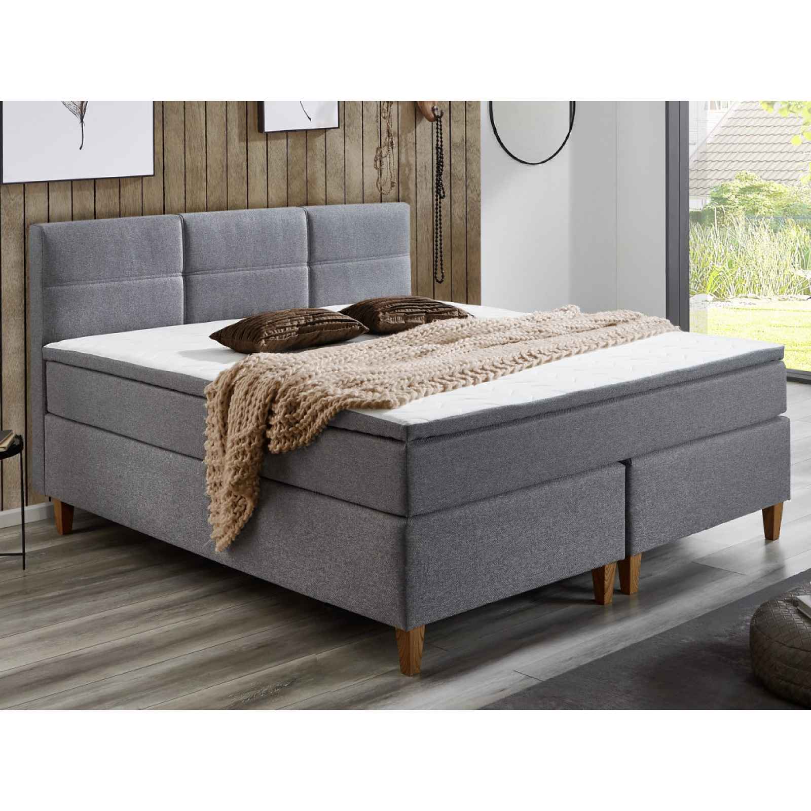 Postel boxspring Ardi 180x200 cm, šedá tkanina