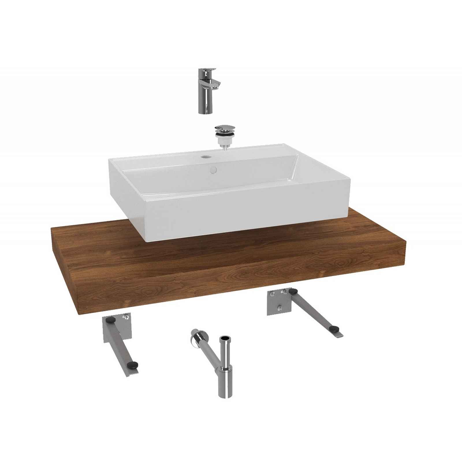 Cenově zvýhodněný koupelnový set Grohe s deskou pod umyvadlo Dolce 100x8x50 cm dub charleston KSETDO14